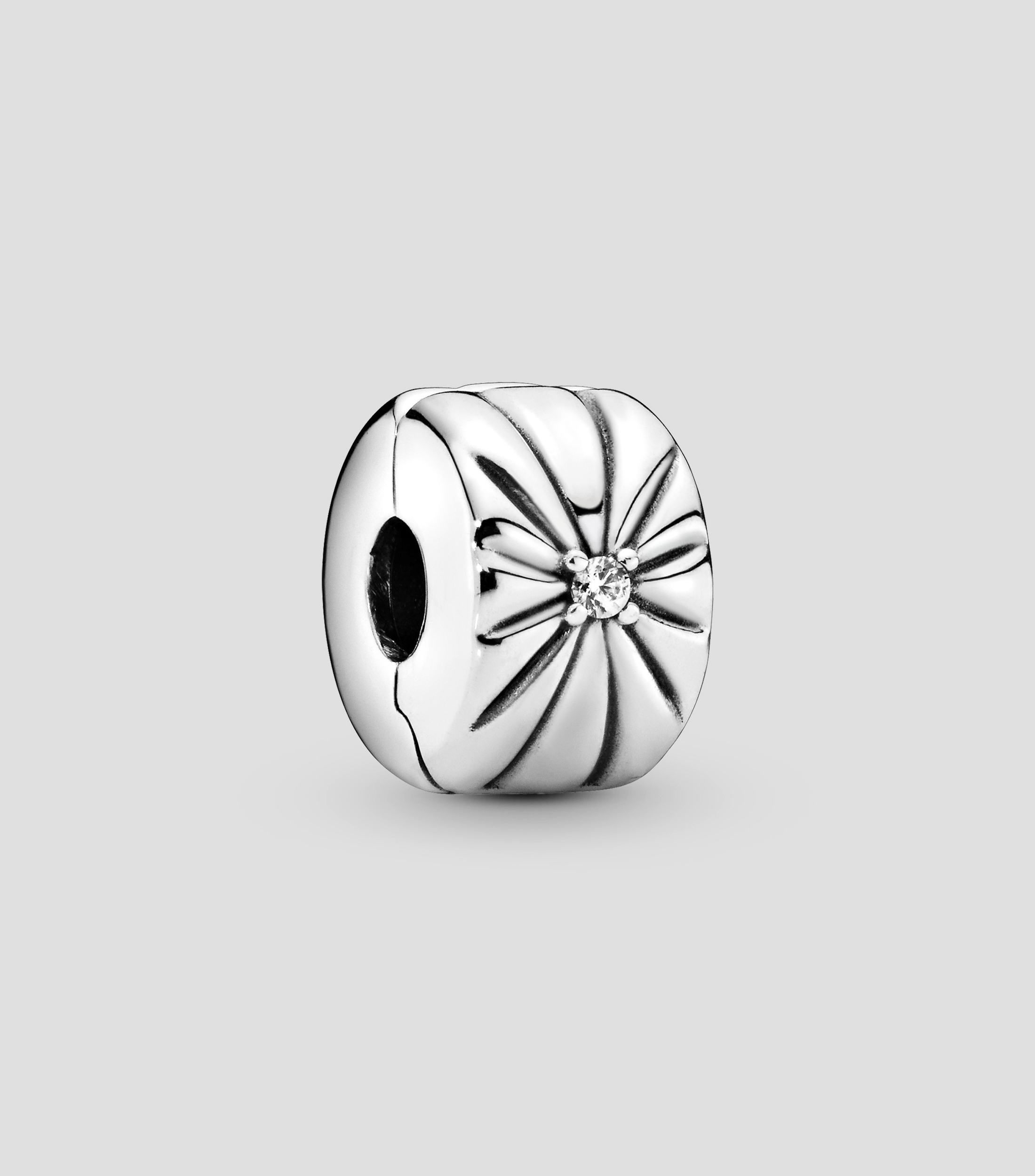 Charm Clip Rayo de sol en plata .925 Pandora Moments con zirconia cúbica Mujer