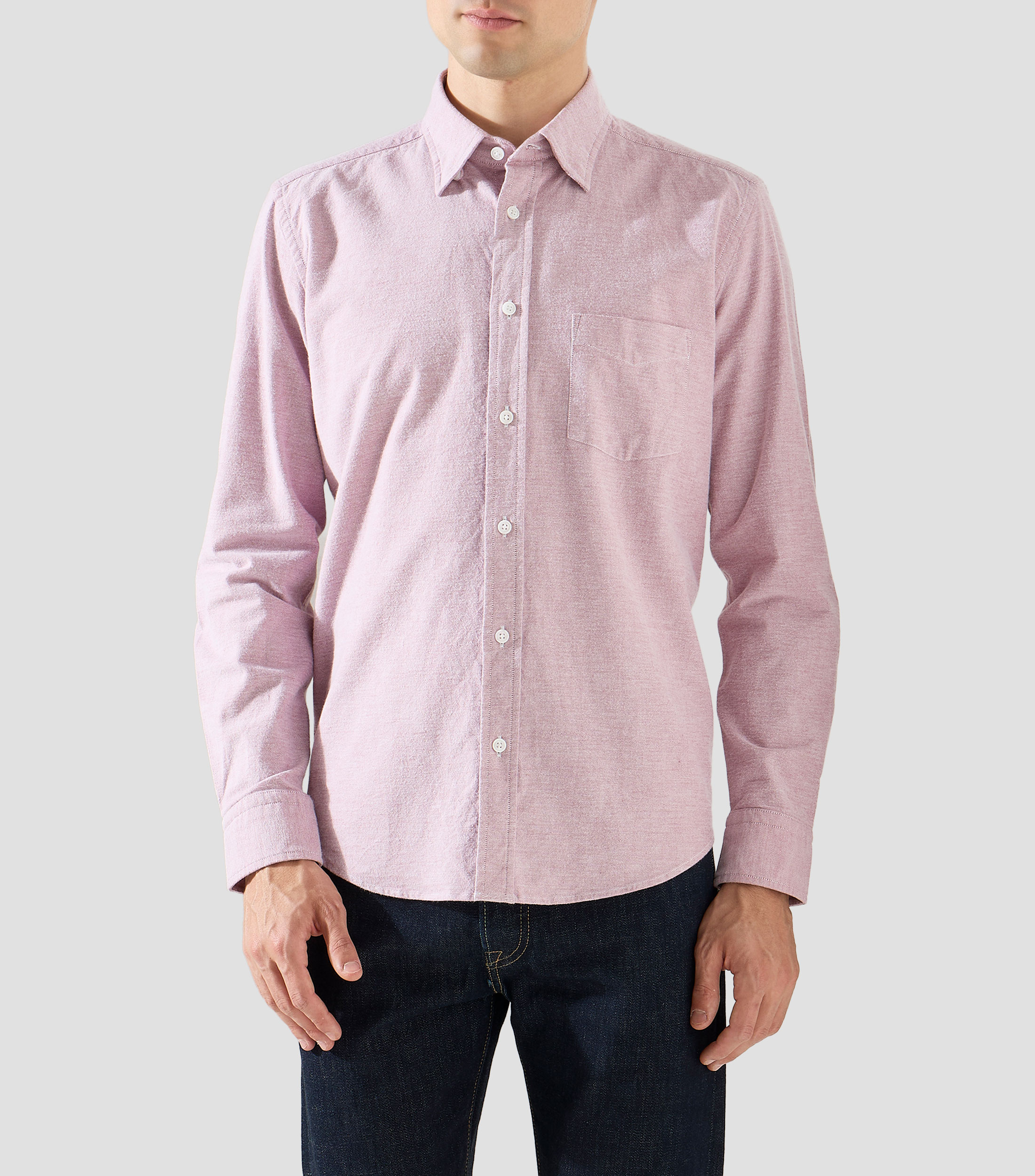 Camisa jaspeada con manga larga Hombre