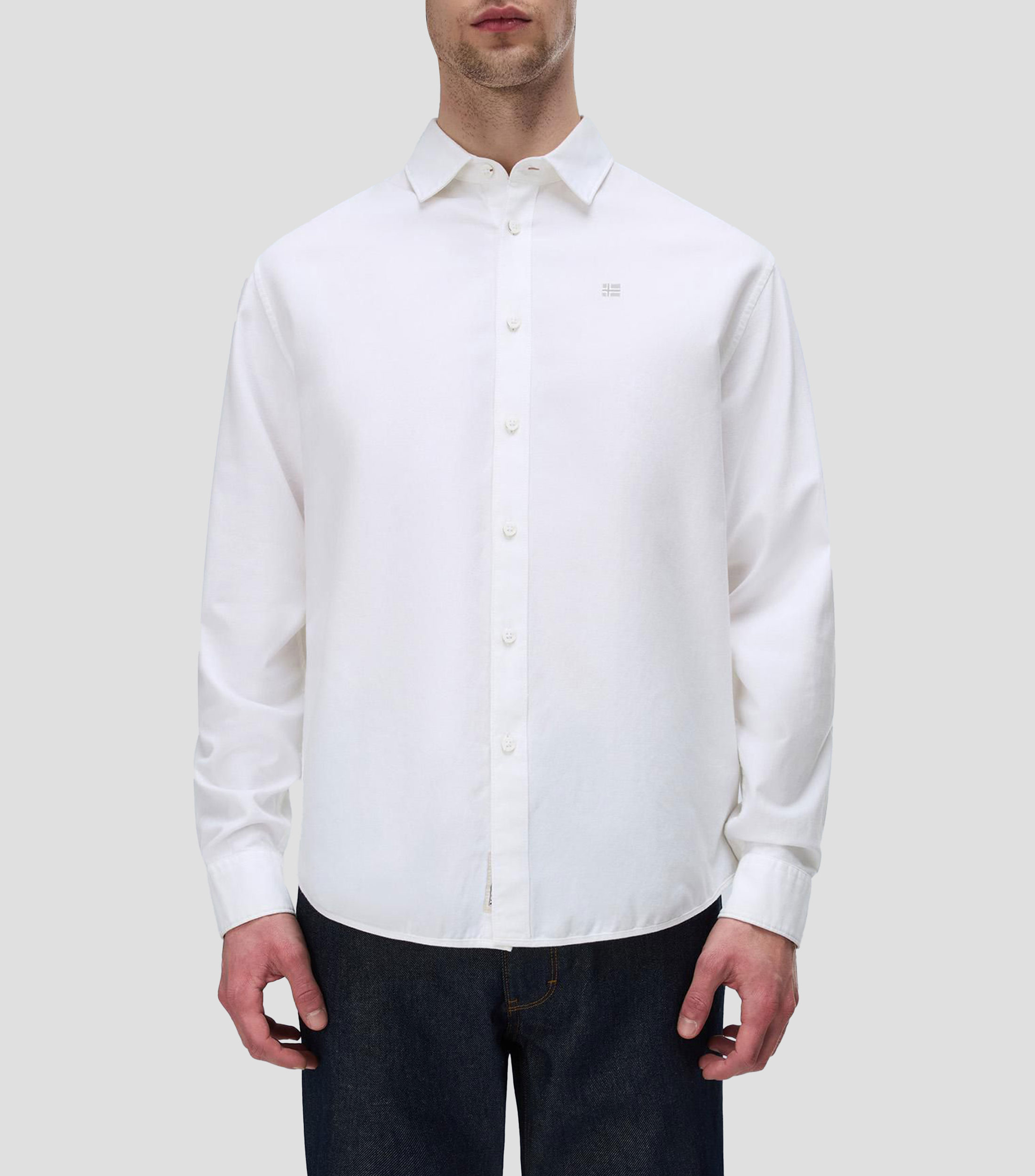Camisa lisa manga larga Hombre