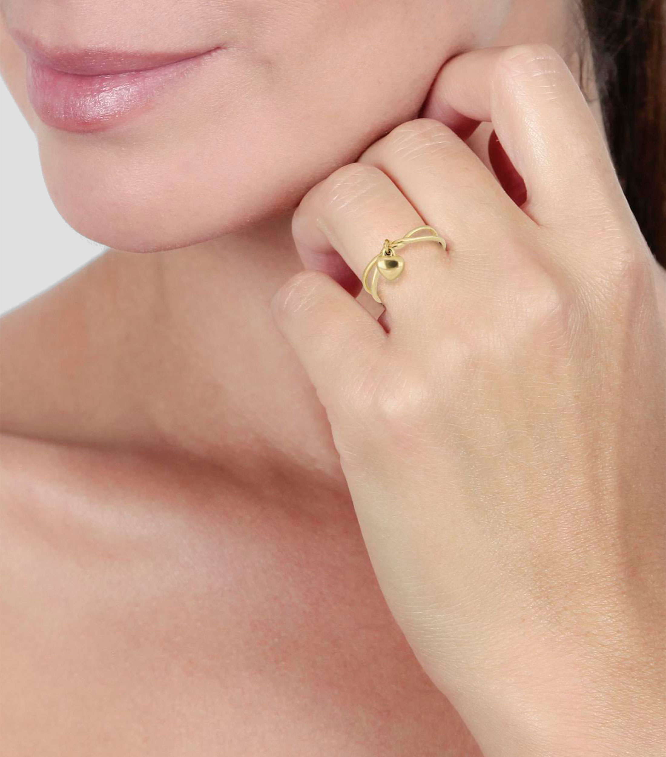 Anillo con corazón en oro de 14 kilates Movble Mujer