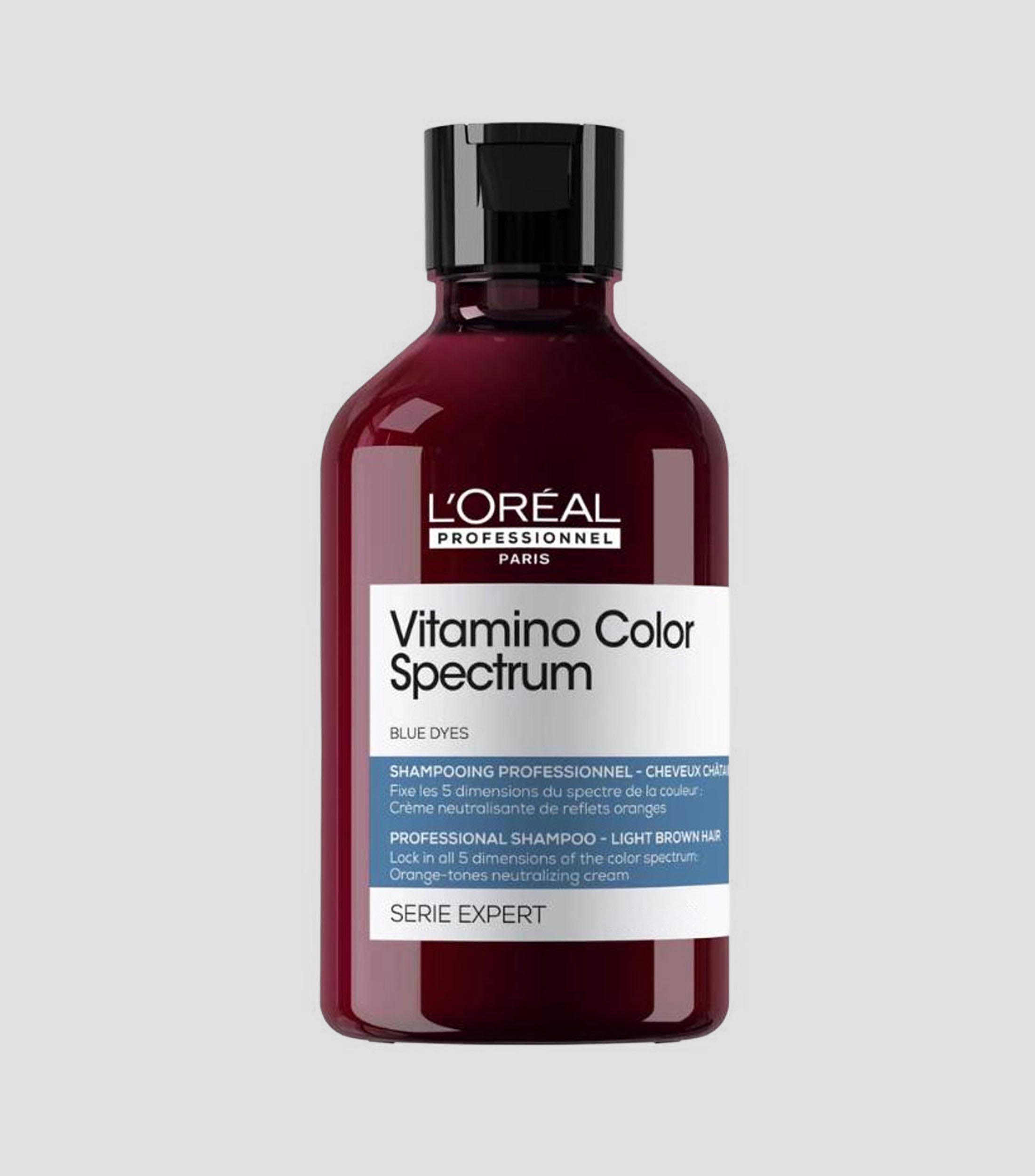 Shampoo Vitamino Color Spectrum Matizador azul para el cuidado avanzado del color para tonos rojizos, 300 ml