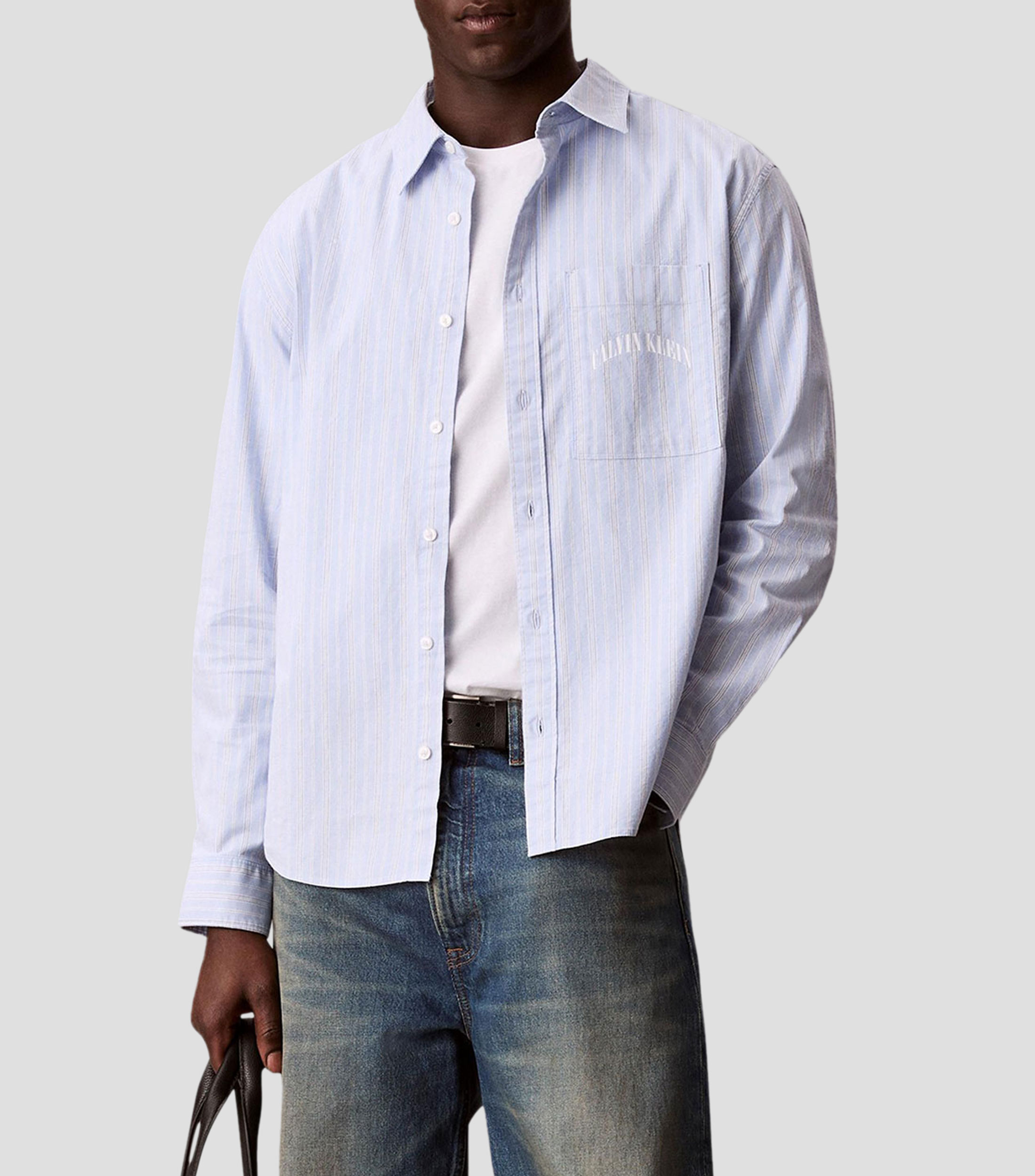 Camisa de rayas manga larga Hombre