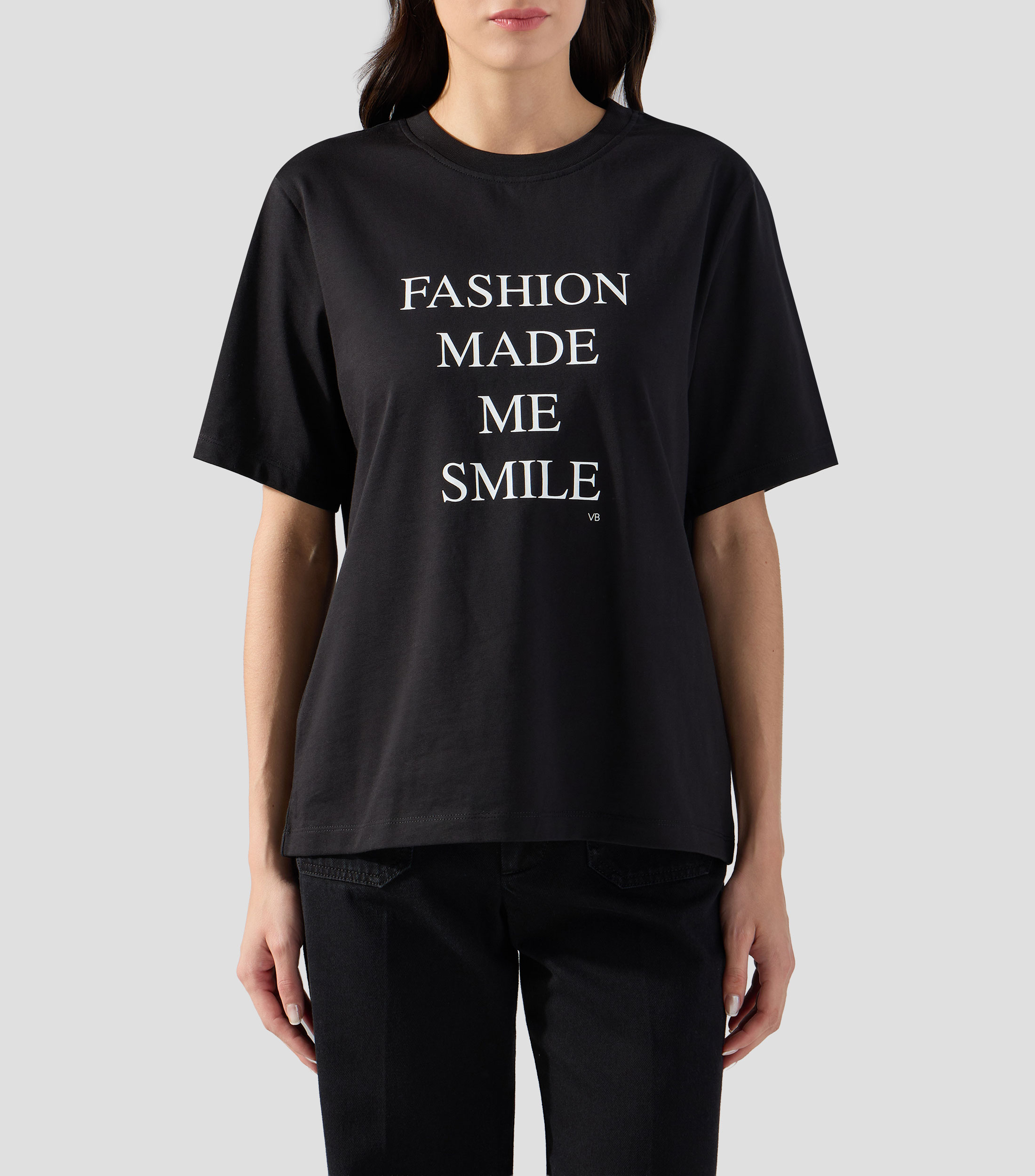 Playera de cuello redondo con manga corta estampada Mujer