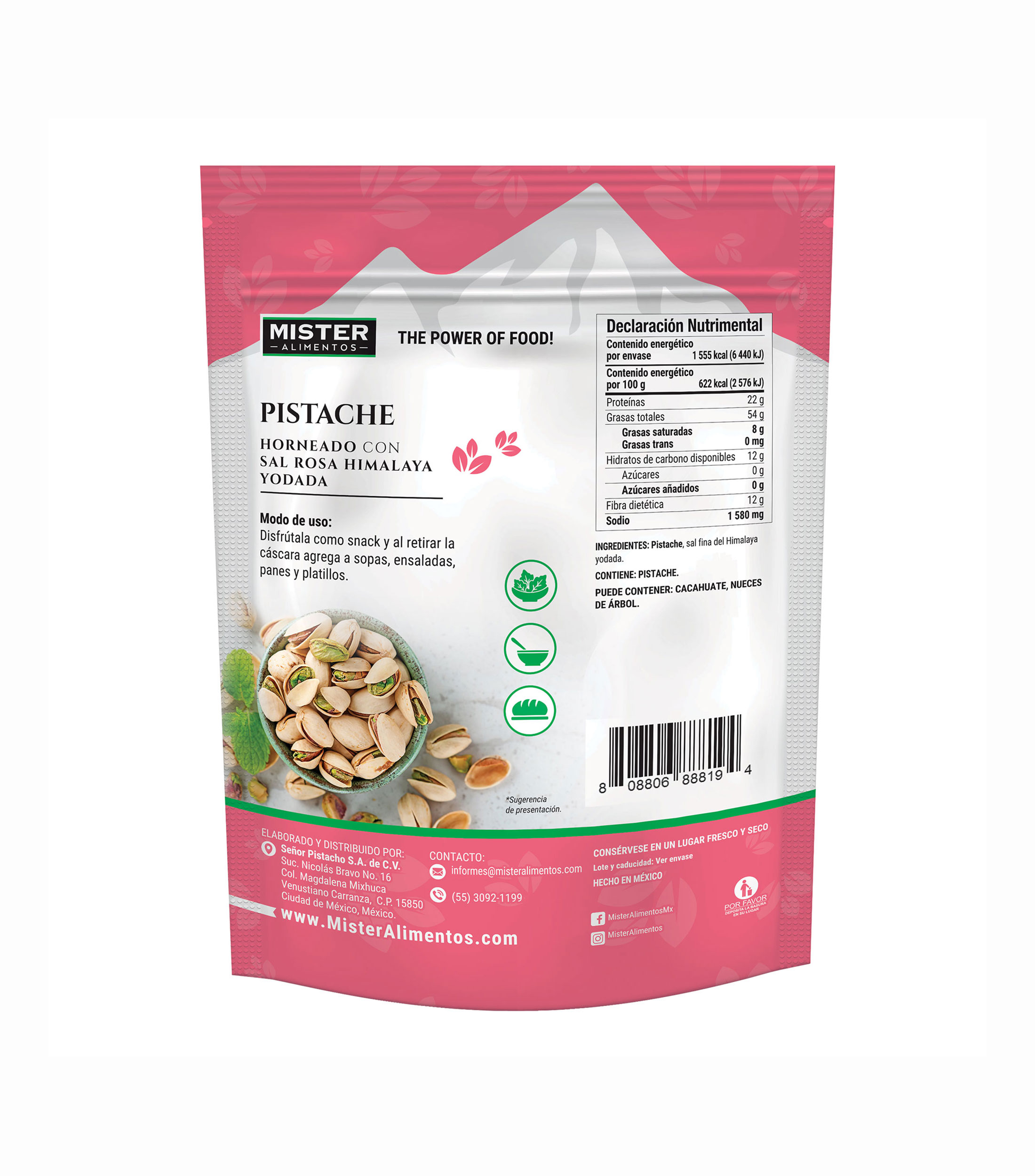 Pistache Tostado con Sal del Himalaya, 250 g