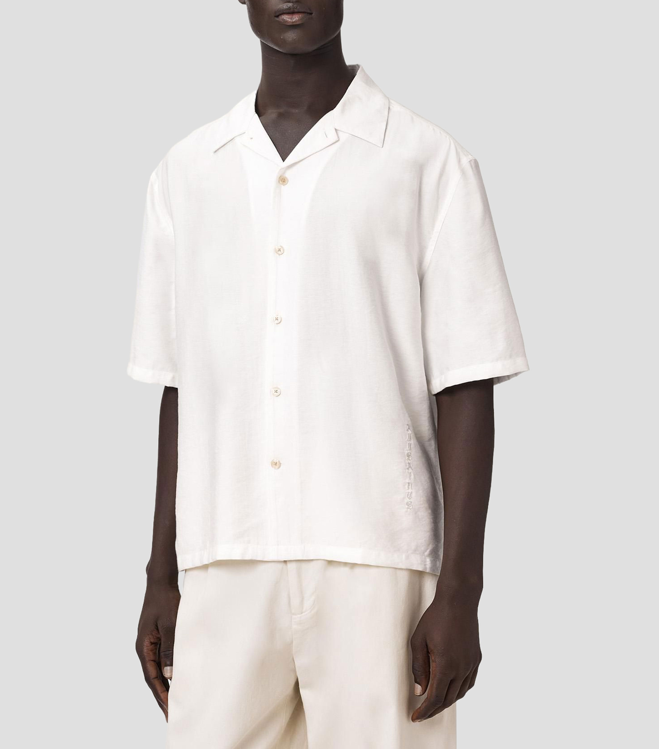 Camisa lisa con manga corta Hombre