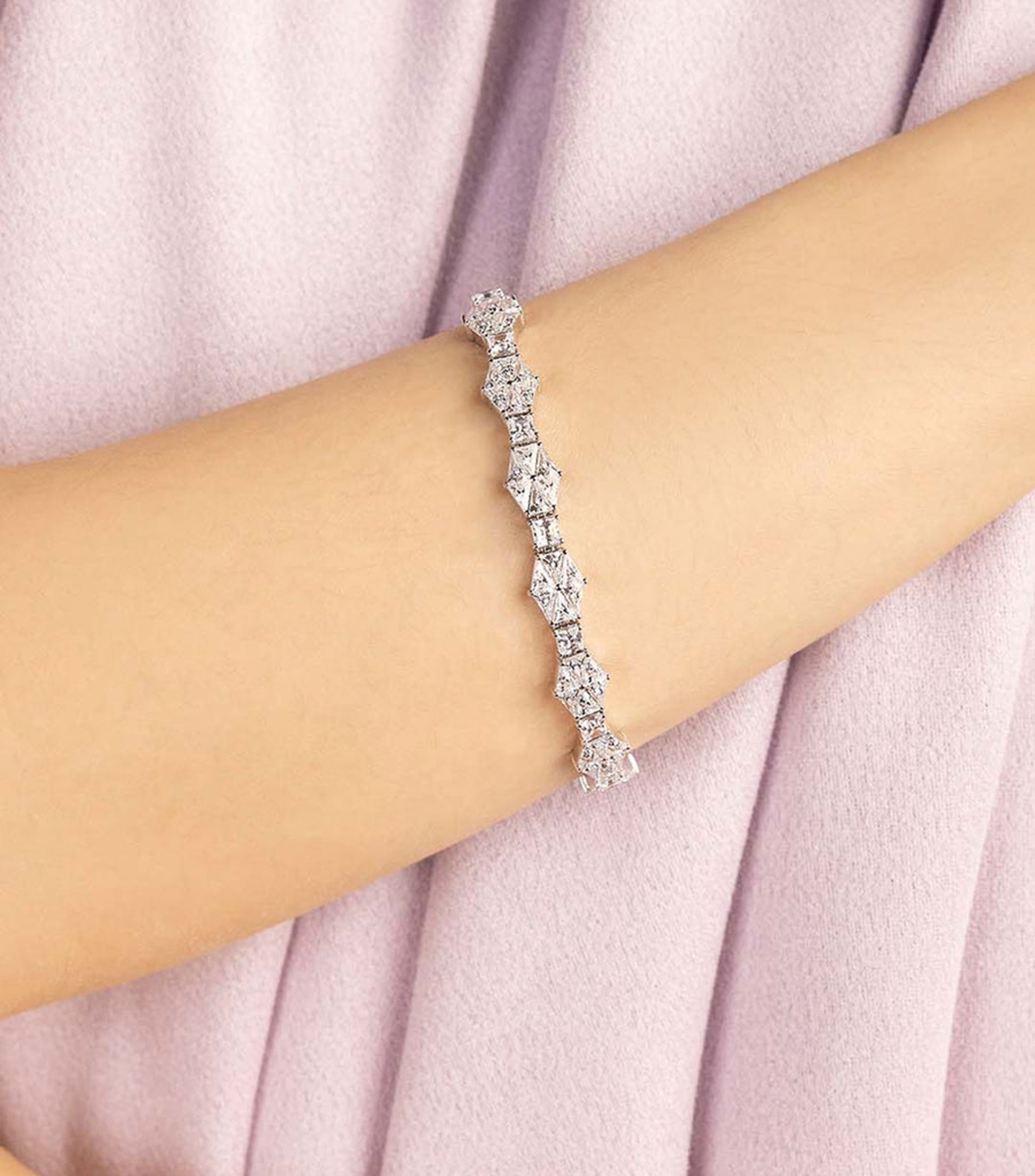 Brazalete en plata .925 con incrustaciones de zirconia Printemps Mujer