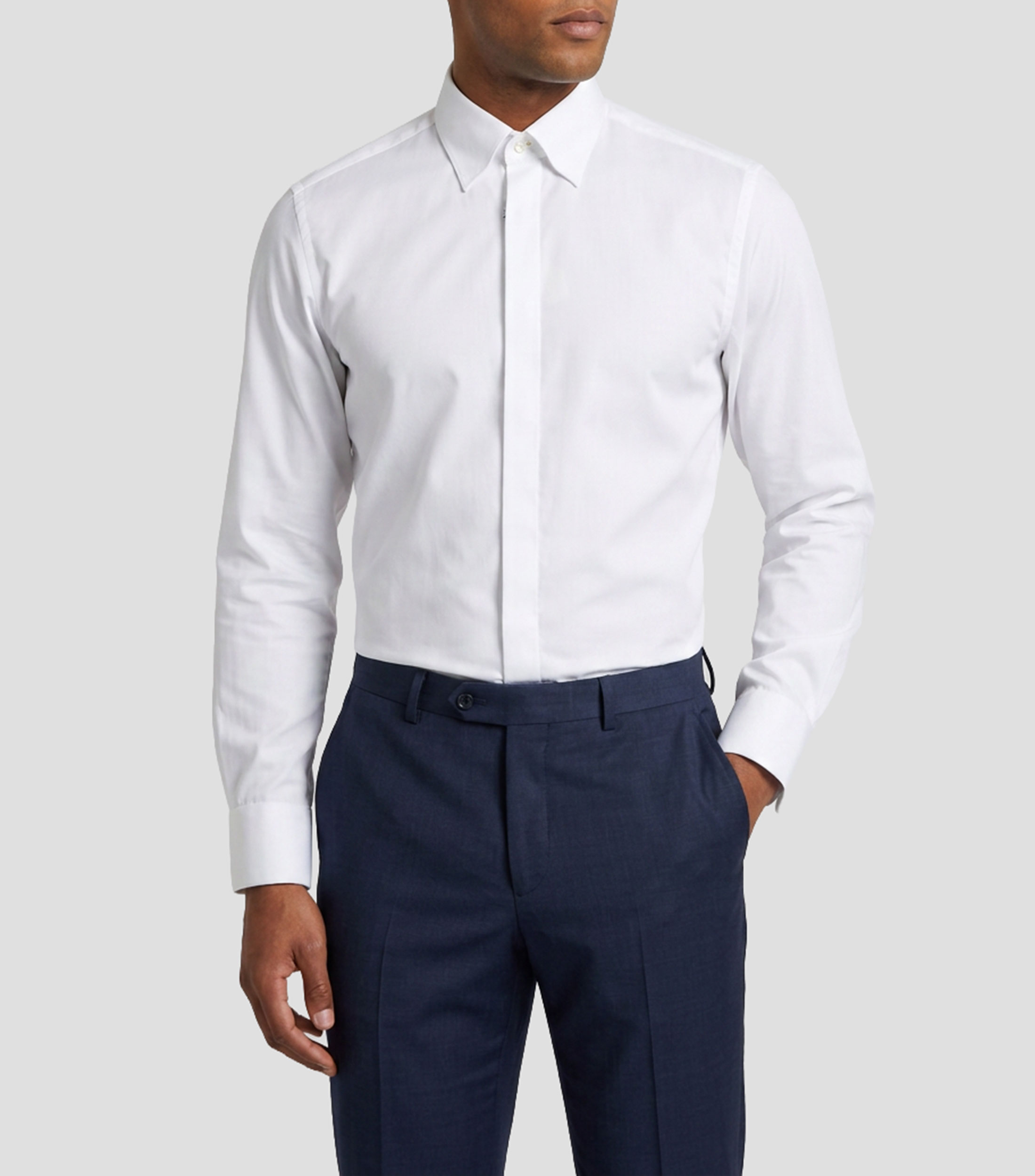 Camisa de vestir lisa manga larga Hombre
