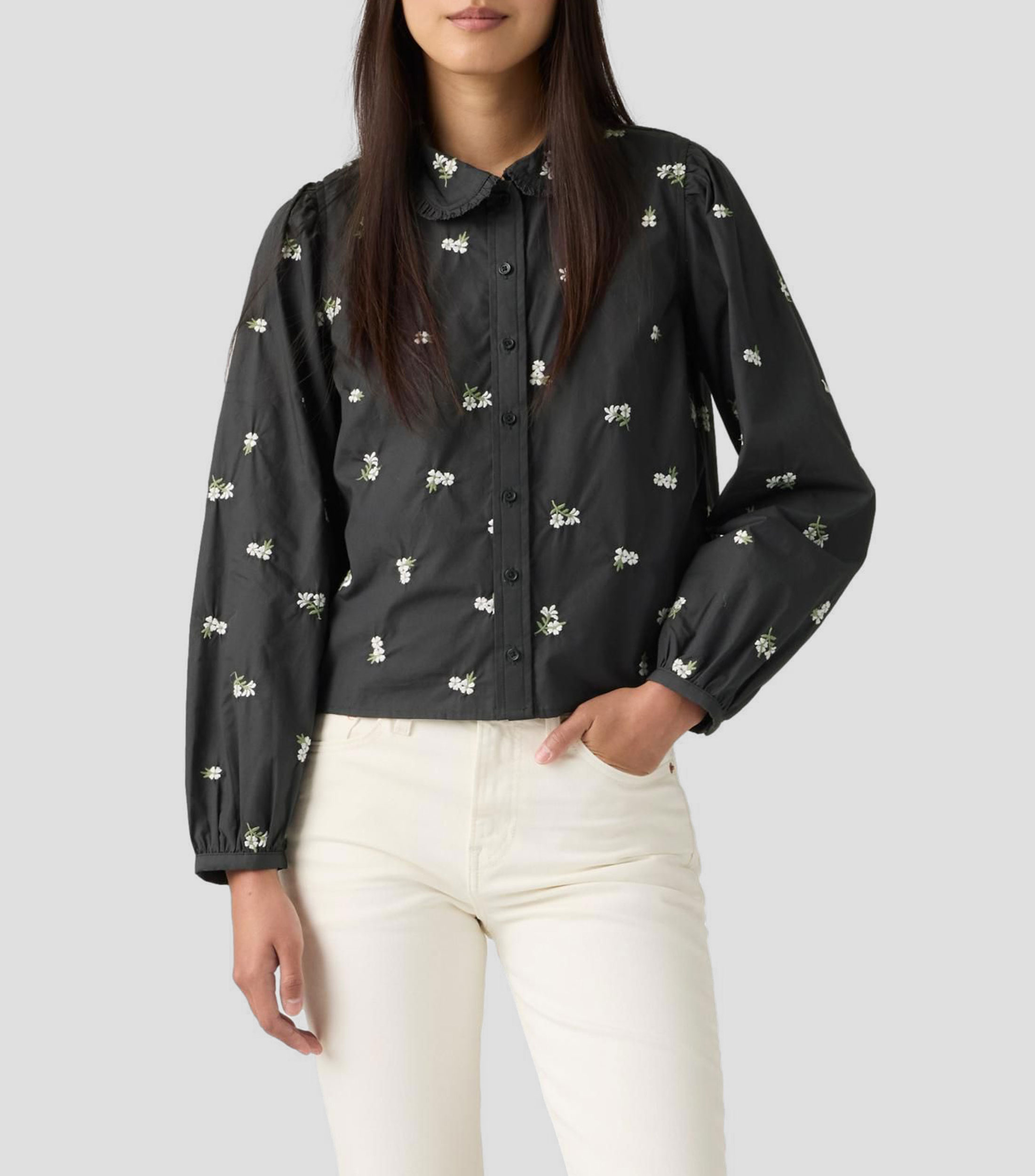 Camisa con estampado manga larga Mujer