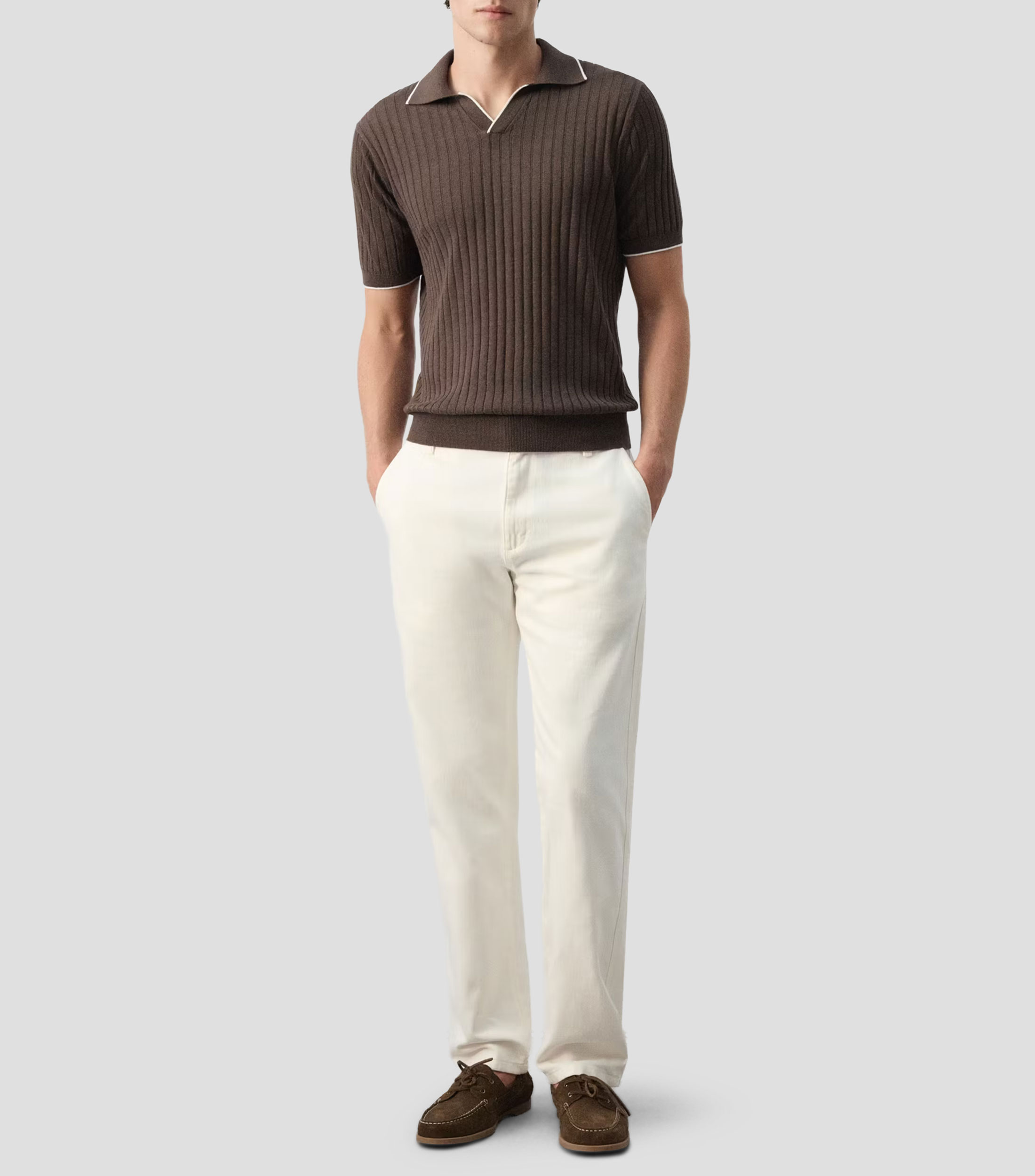 Playera Tipo Polo Manga Corta Sólido Hombre