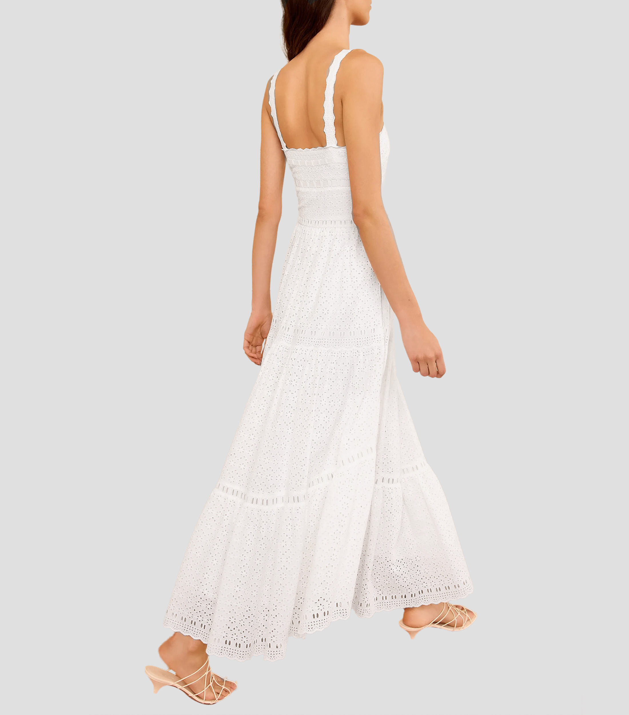 Vestido largo liso con detalle decorativo Mujer
