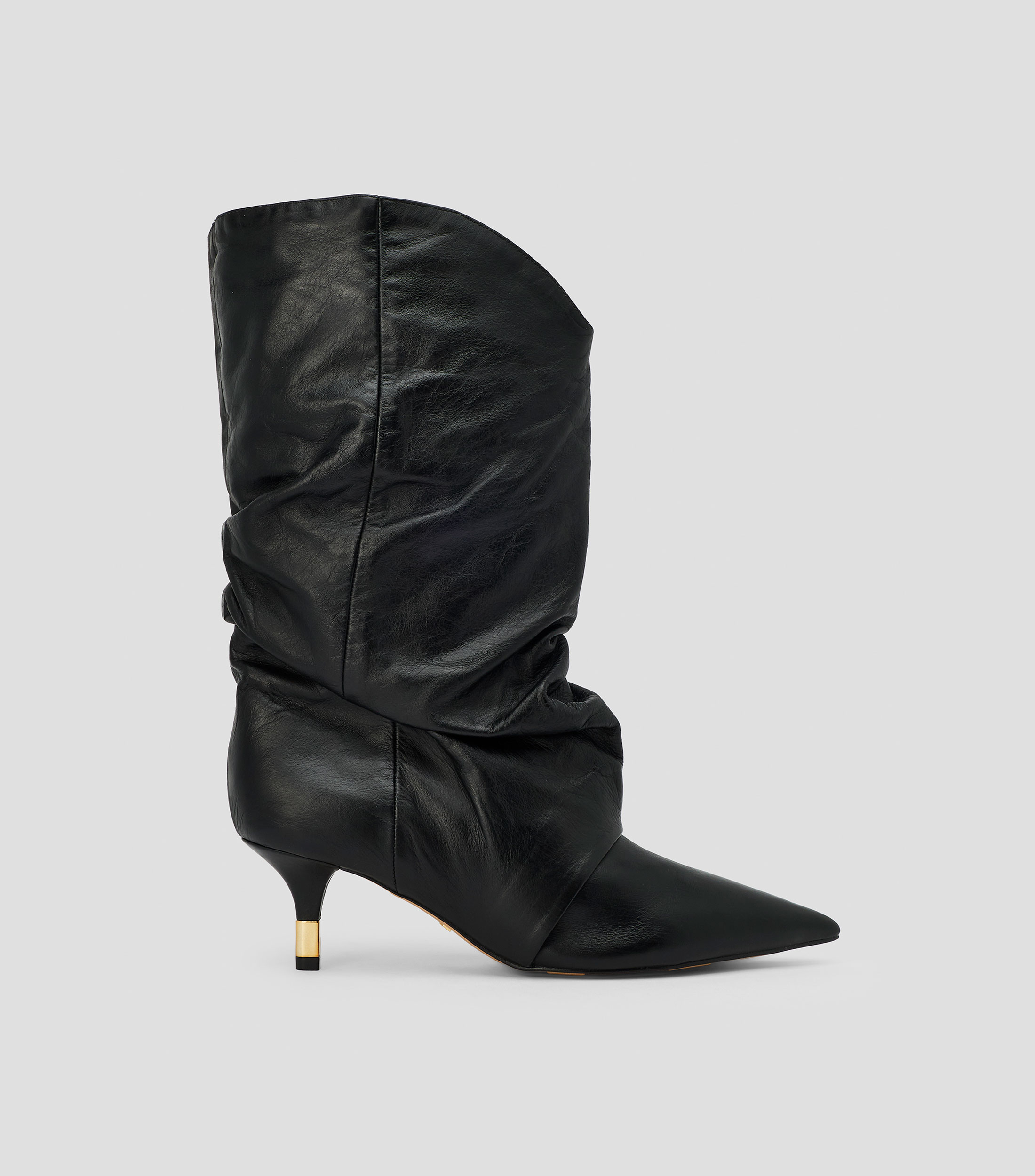 Botas medias de tacón bajo delgado en piel Mujer