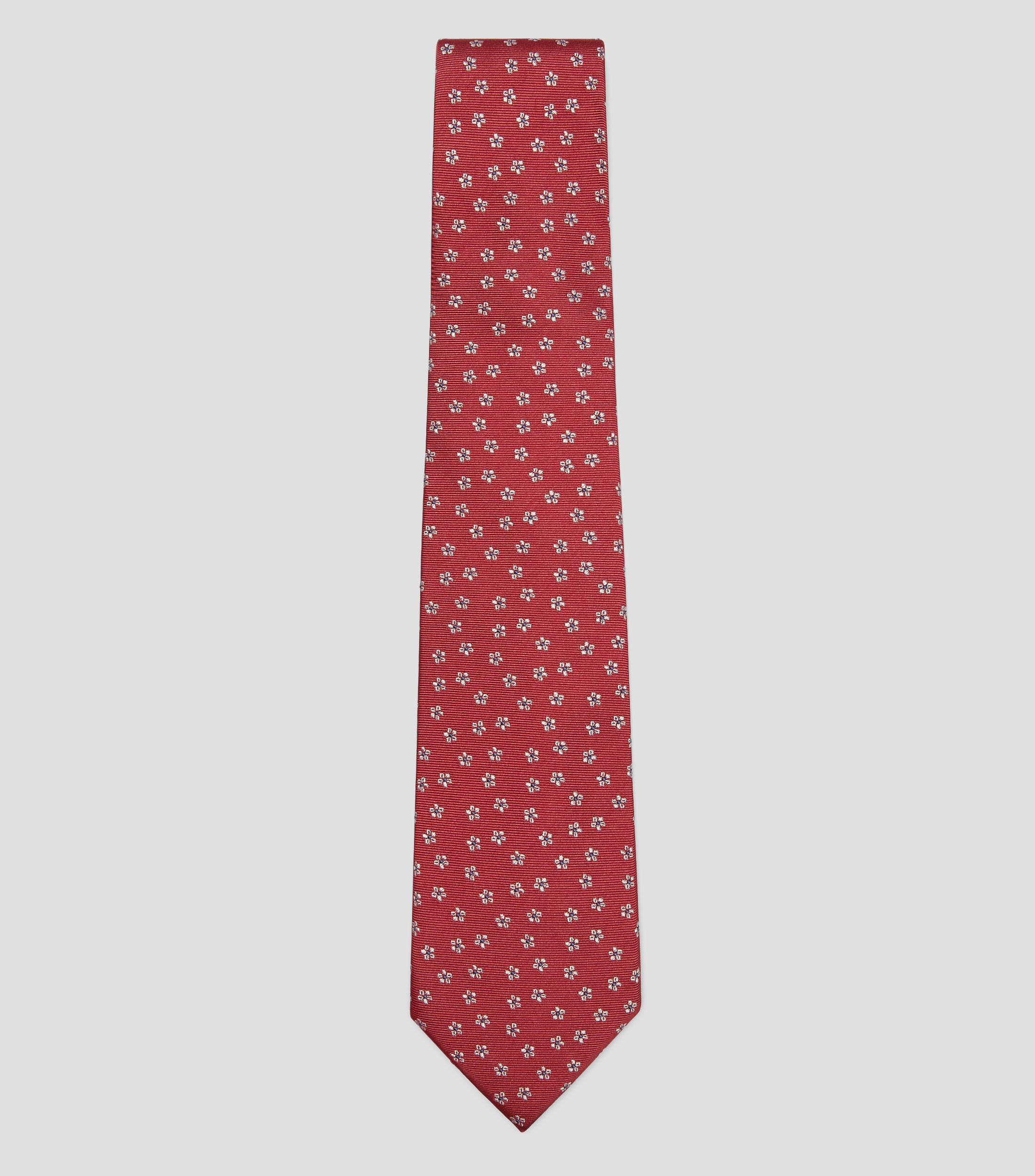 Corbata ancha en seda rojo bordada Brera