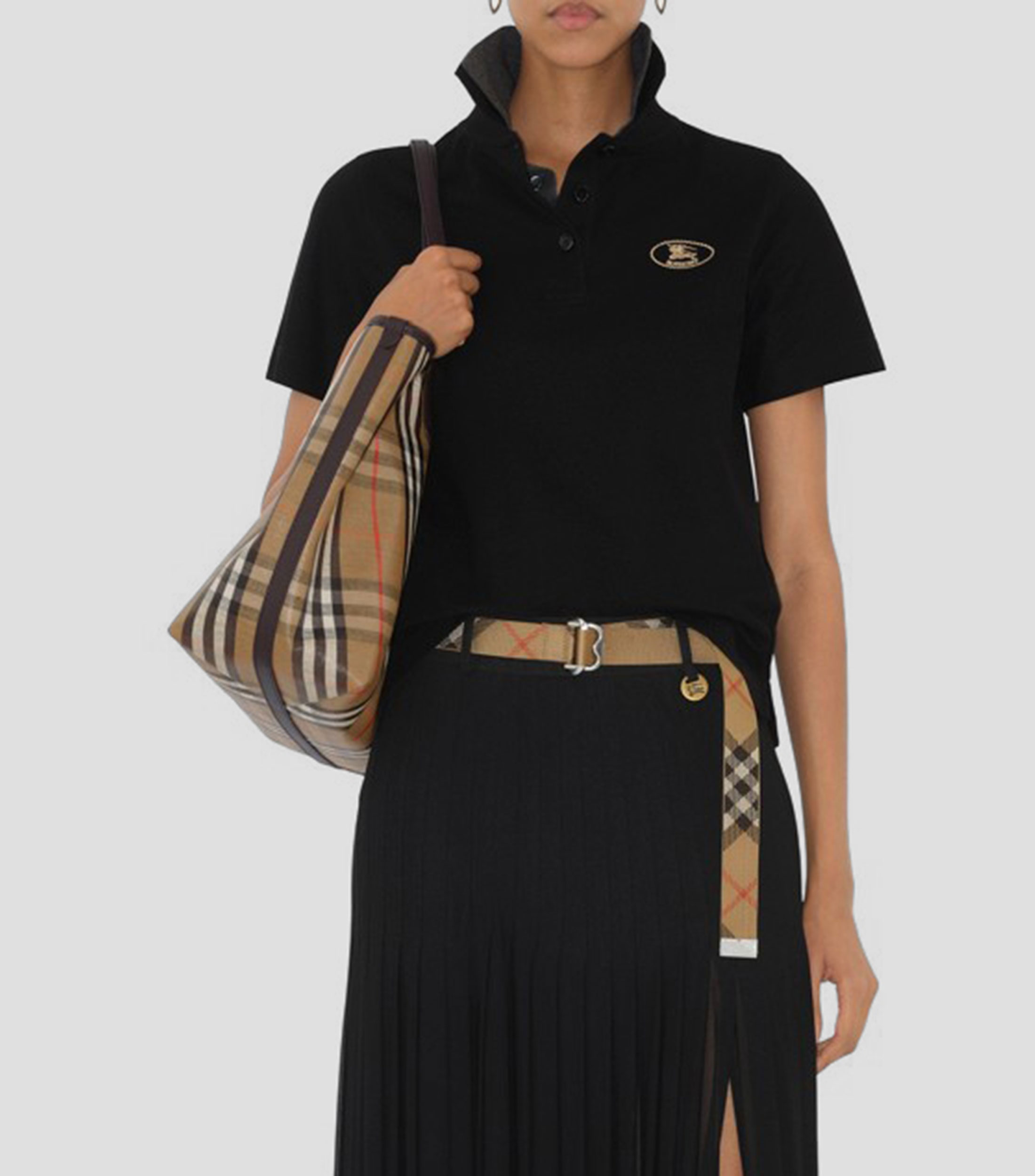 Playera tipo polo manga corta sólida Mujer
