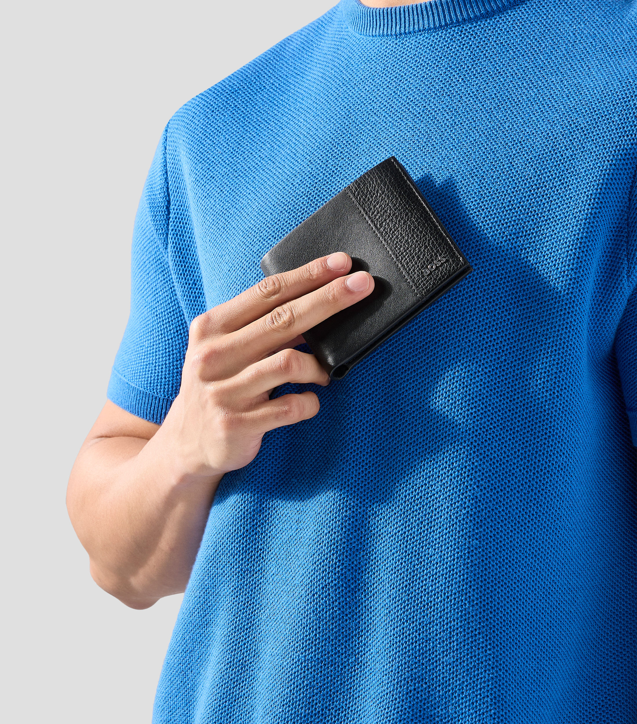 Cartera Bifold en piel lisa Hombre