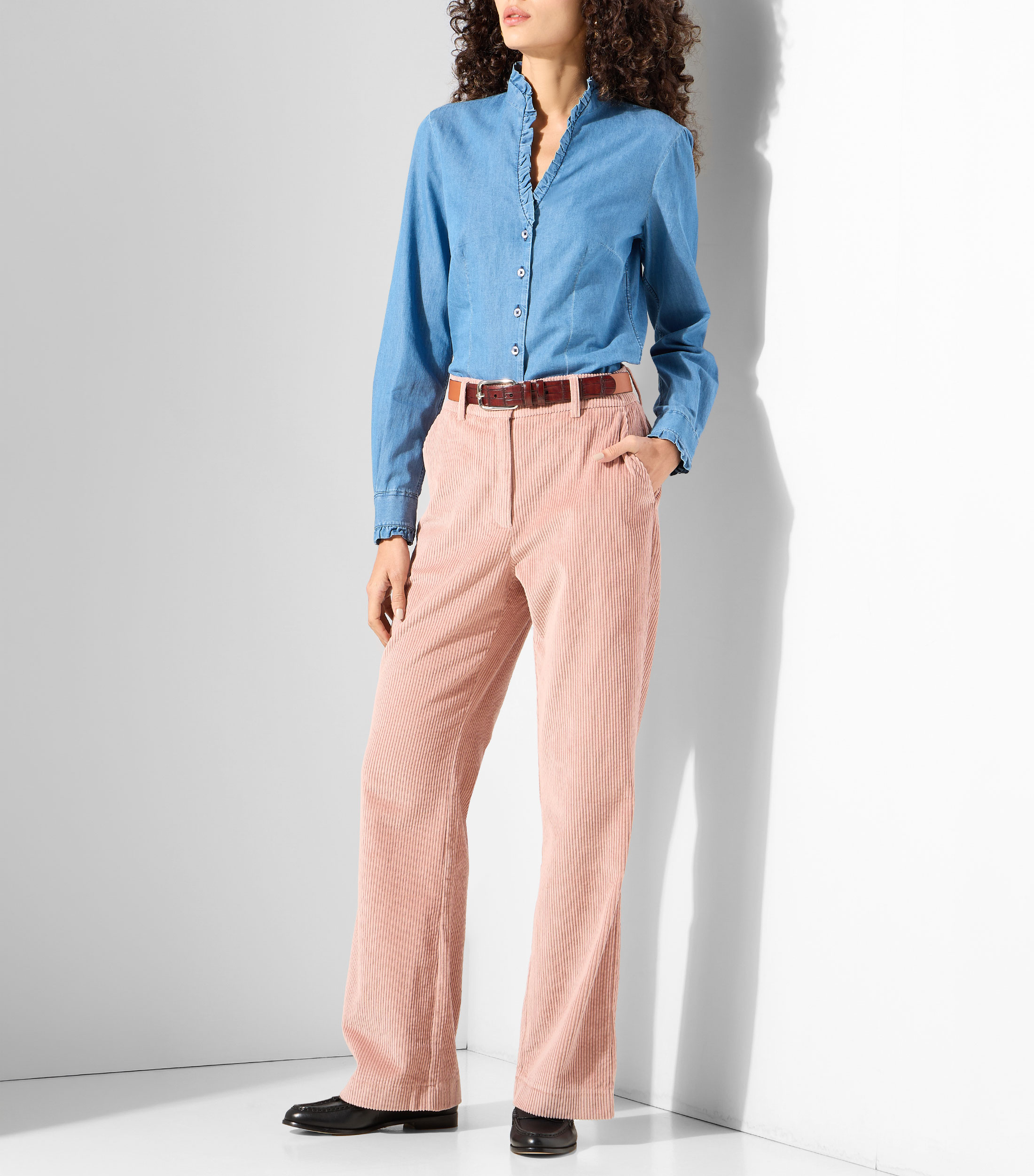 Camisa lisa manga larga Mujer