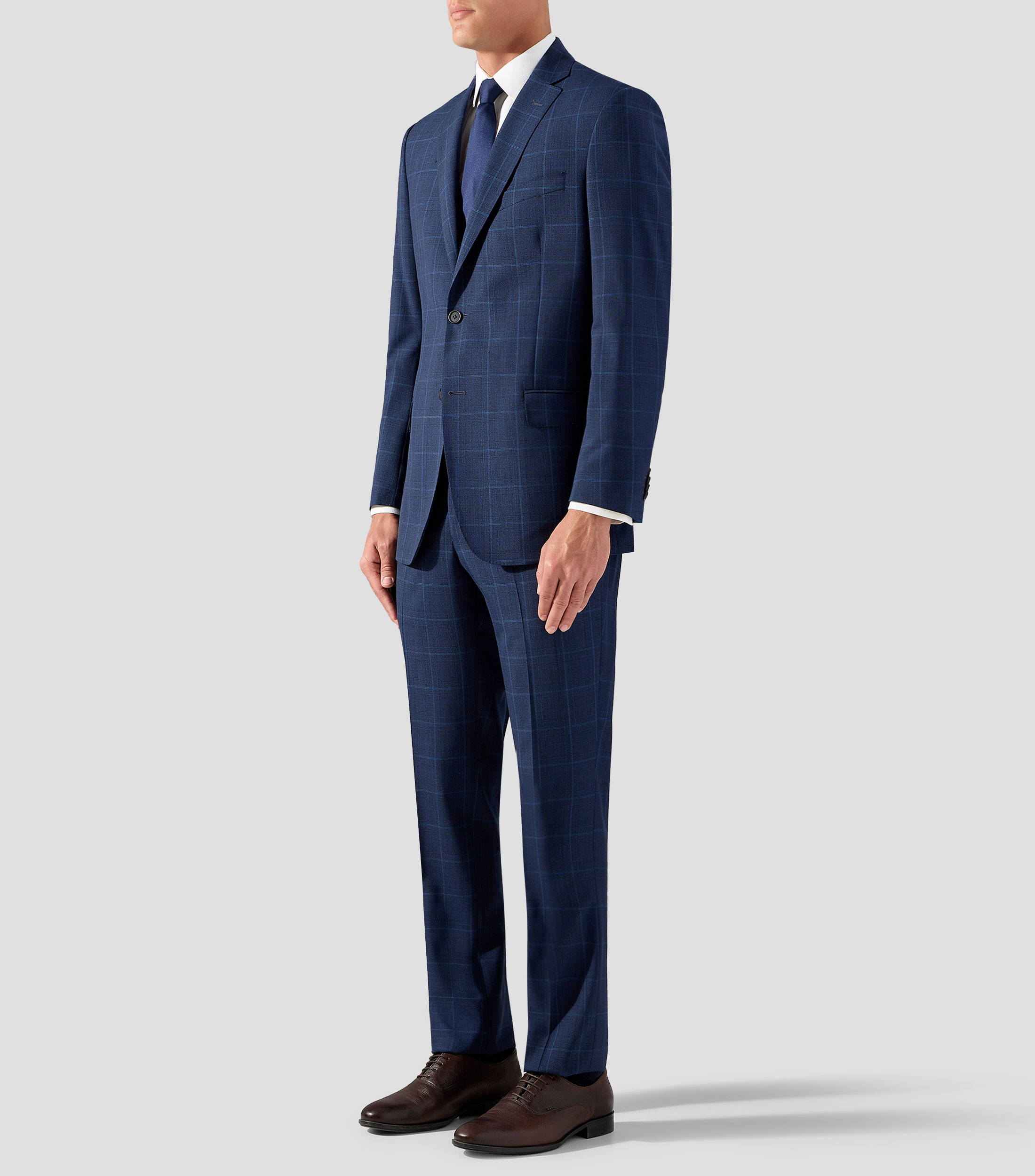 Traje de lana corte regular con cuadros Hombre