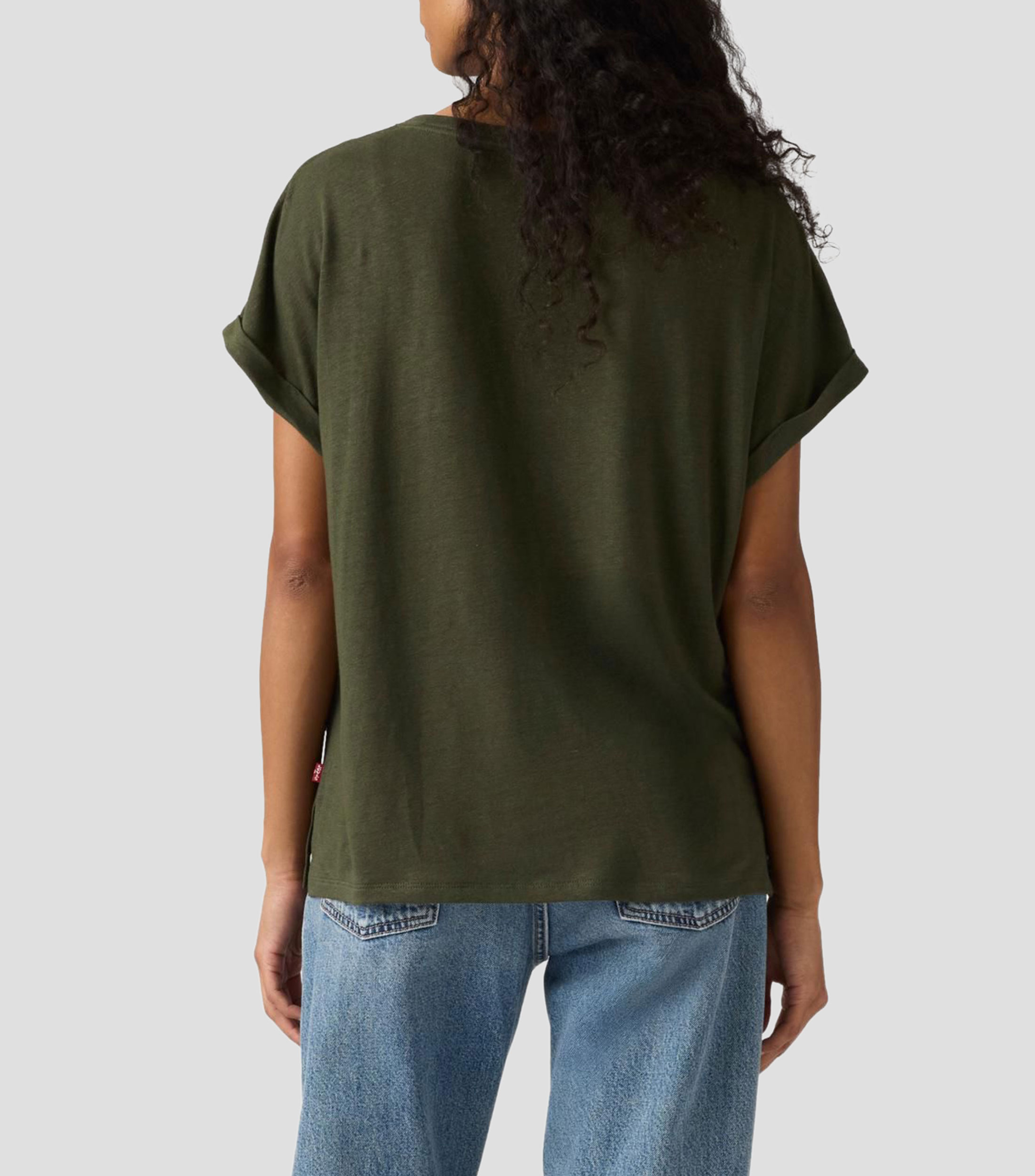 Playera cuello redondo manga corta sólida Mujer