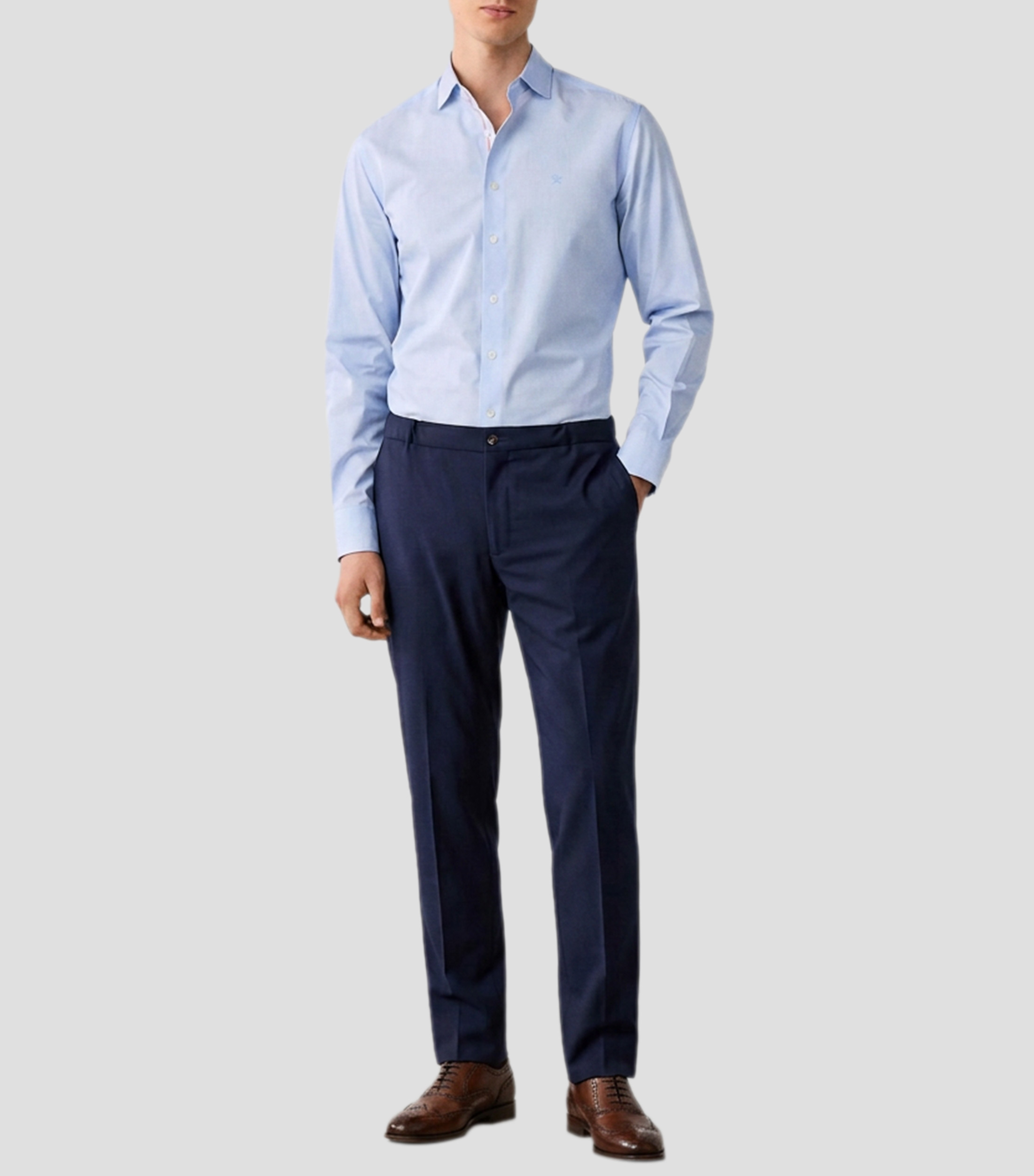 Camisa lisa manga larga Hombre