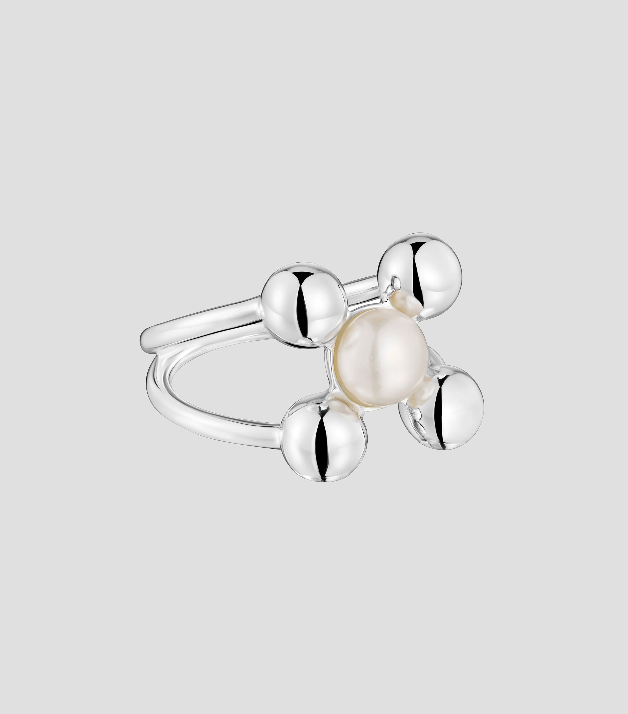 Anillo en plata con incrustación de perla cultivada Mujer