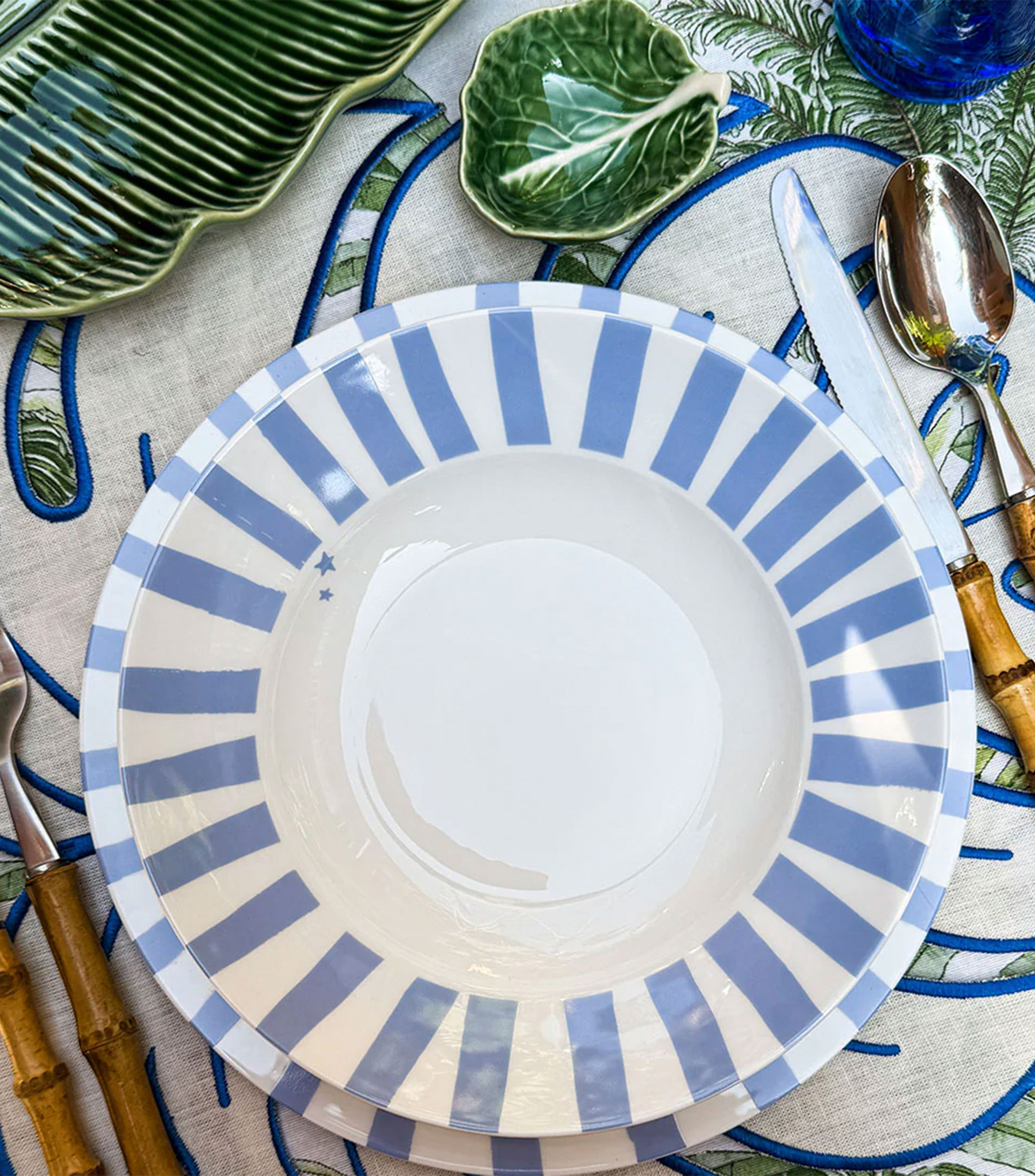 Set 4 platos tipo trinche Candy Cane Azul