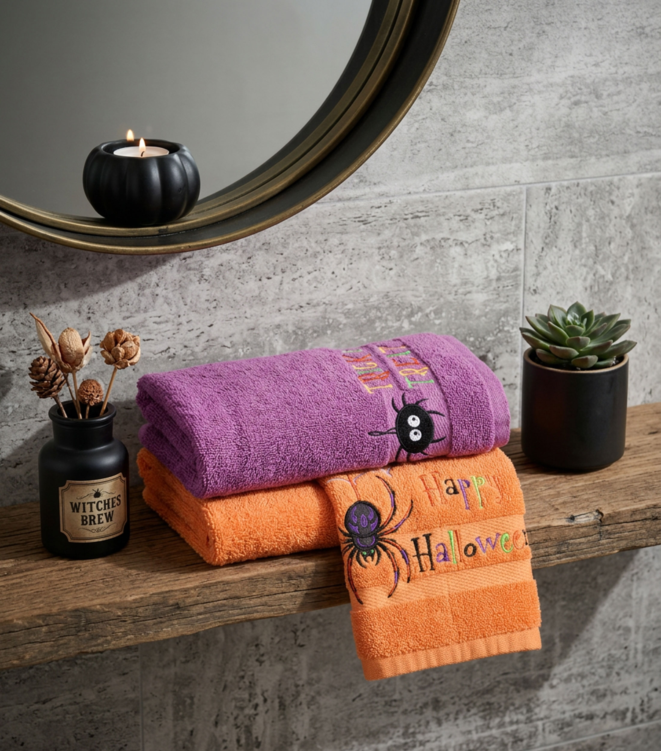 Set Toallas de manos Bordadas Pullman Happy Halloween