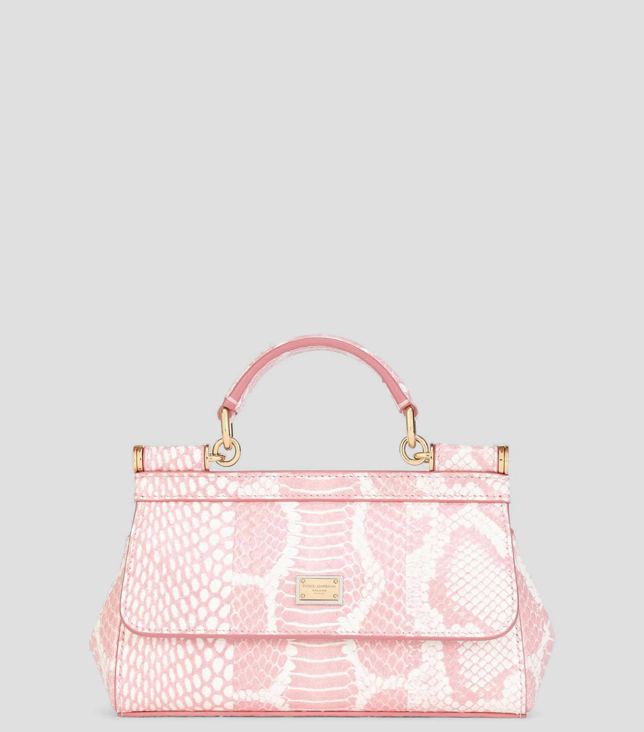 Bolsa mini shoulder rosa con blanco en piel Sicily animalskin Mujer