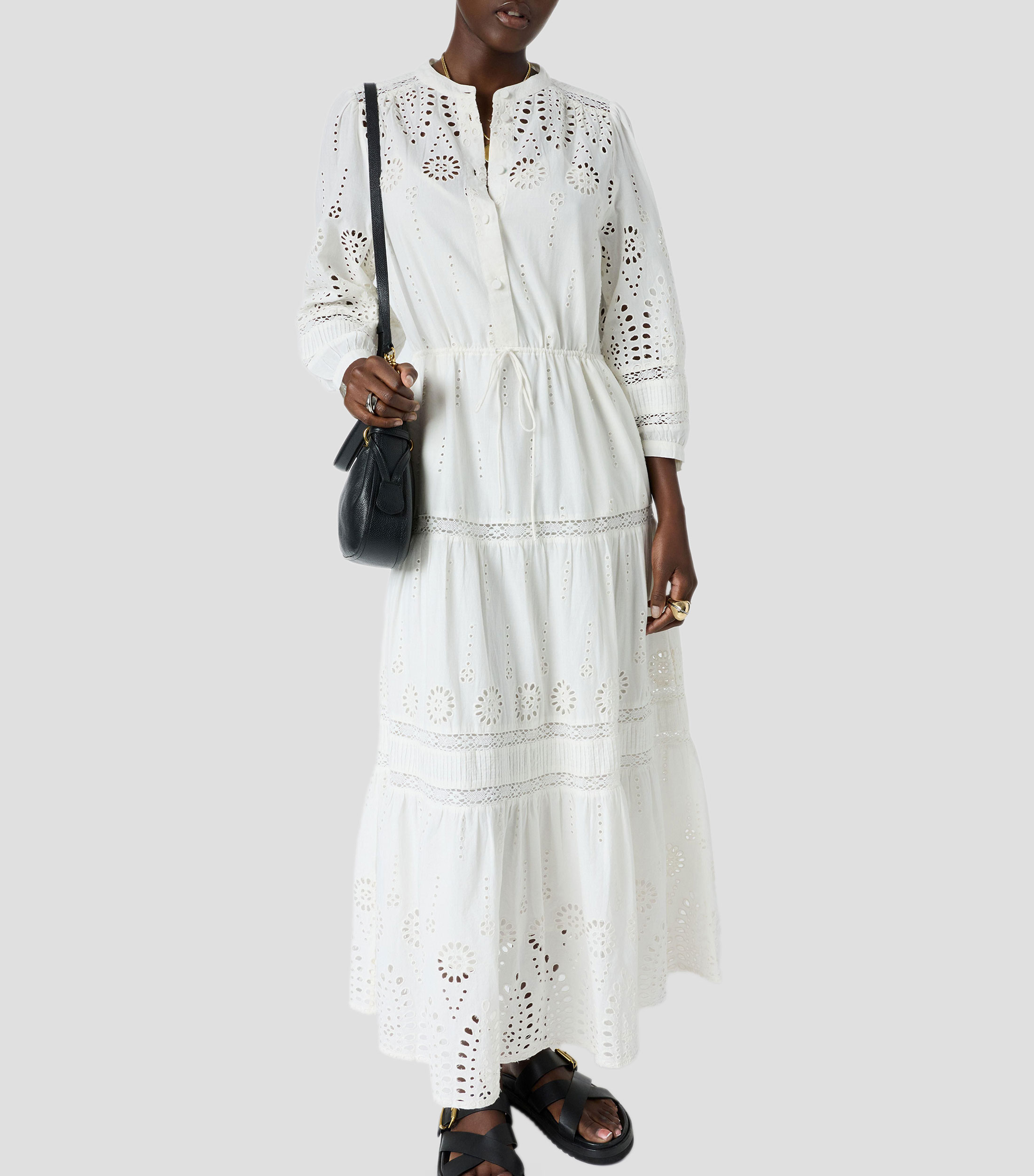 Vestido casual largo manga 3/4 Microdiseño Rhonie Mujer
