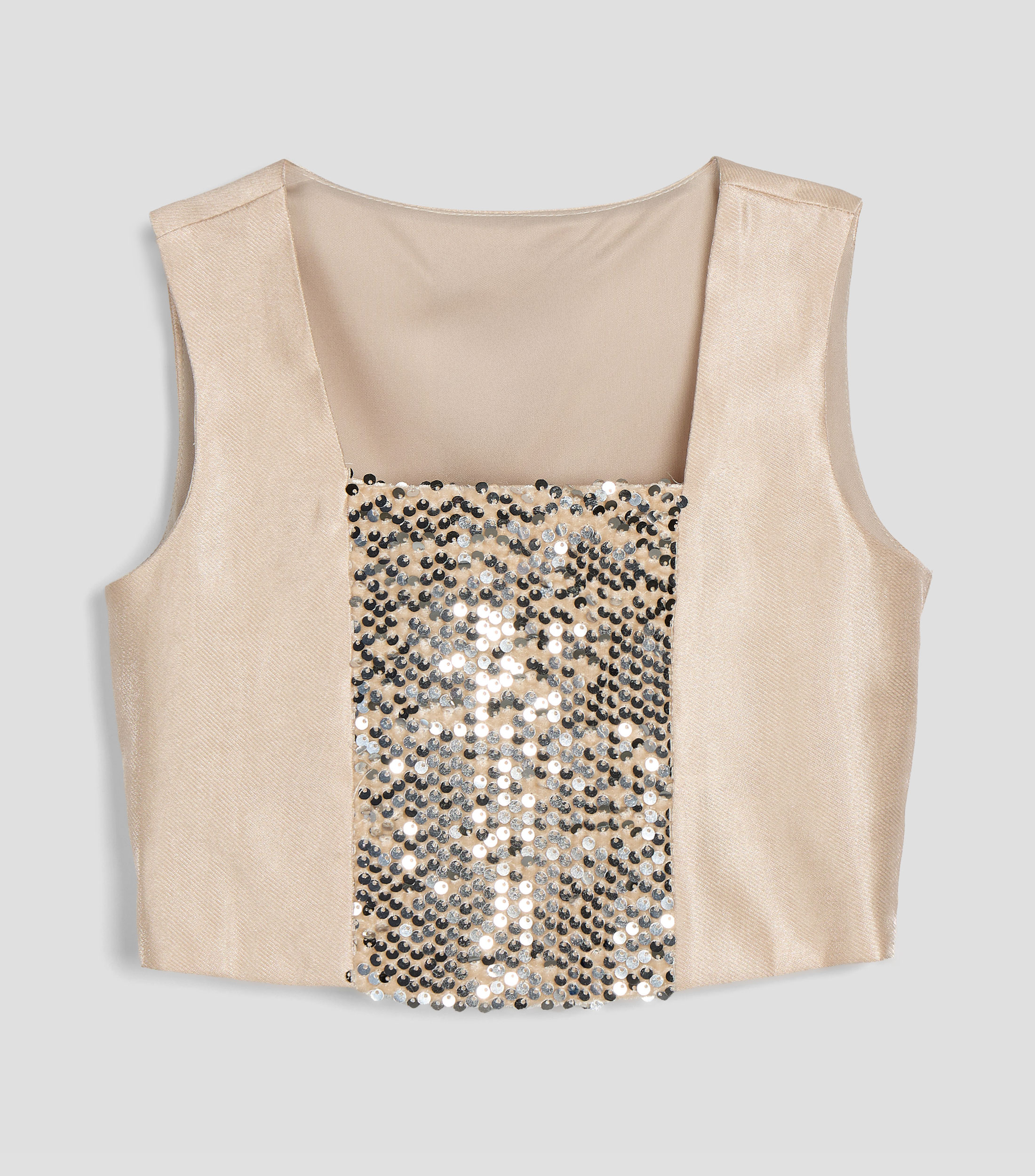 Blusa cropped con lentejuelas sin mangas Niña