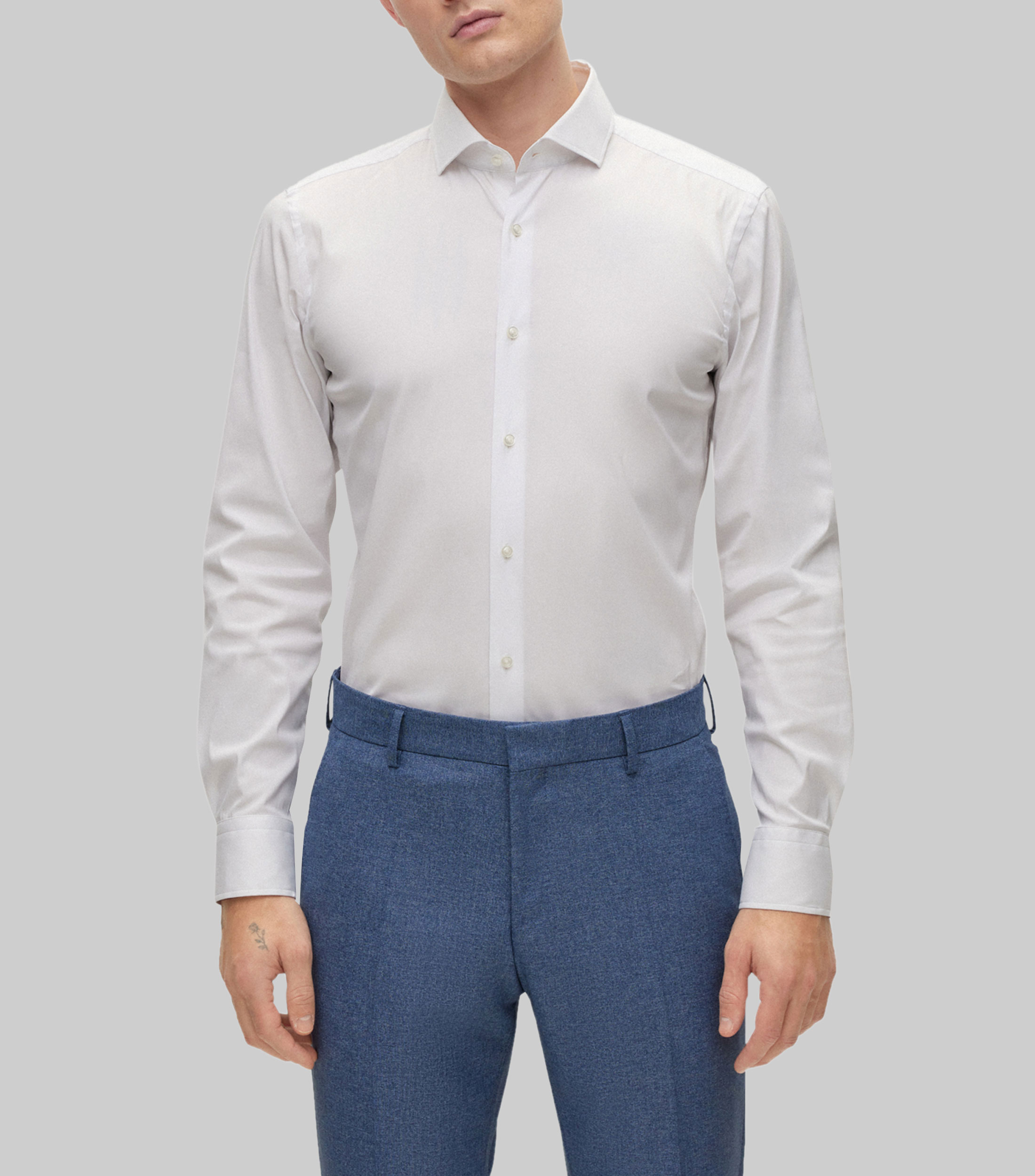 Camisa Slim fit de popelín de mezcla de algodón de planchado fácil Hombre