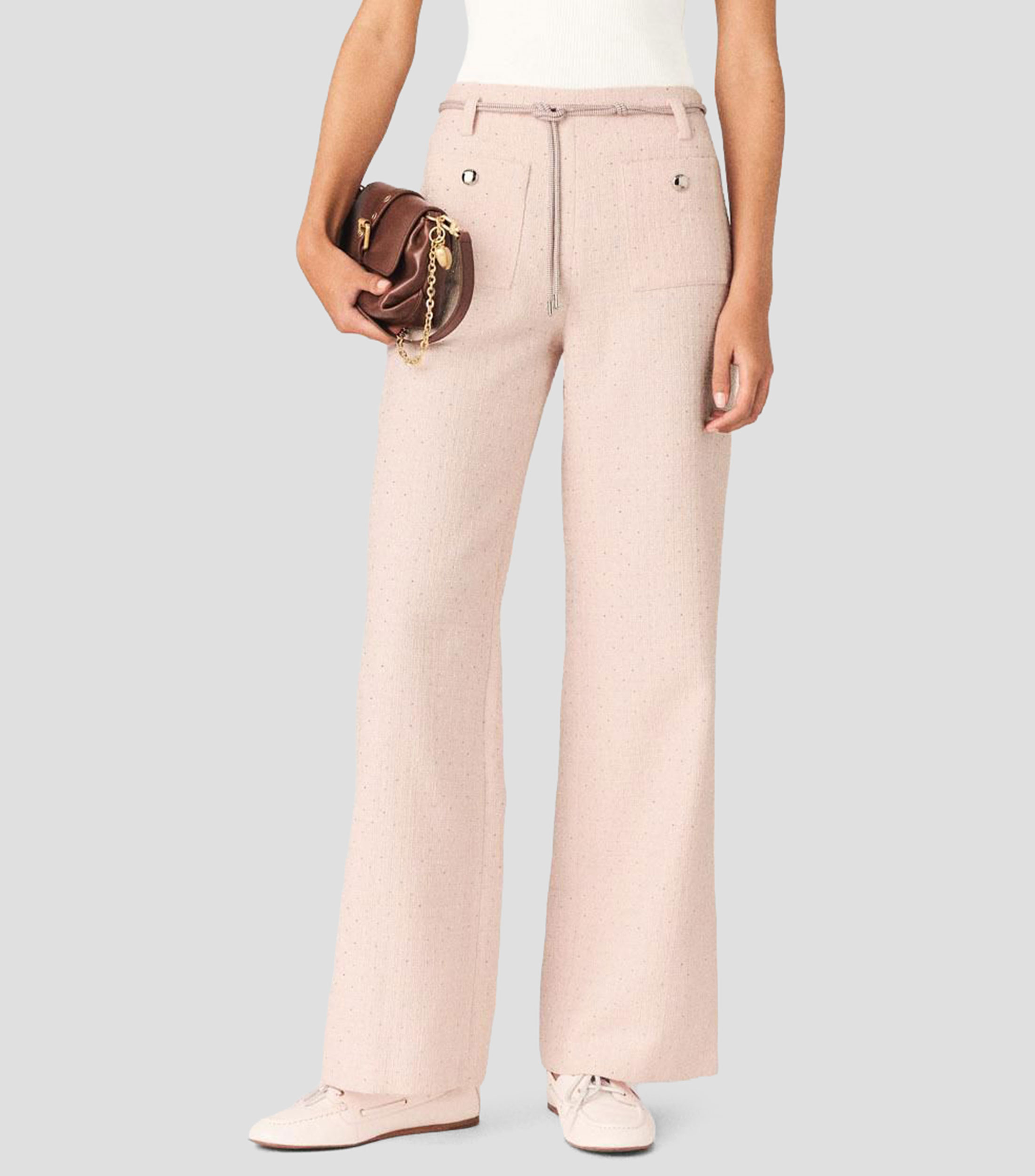 Pantalón acampanado con brillos Mujer