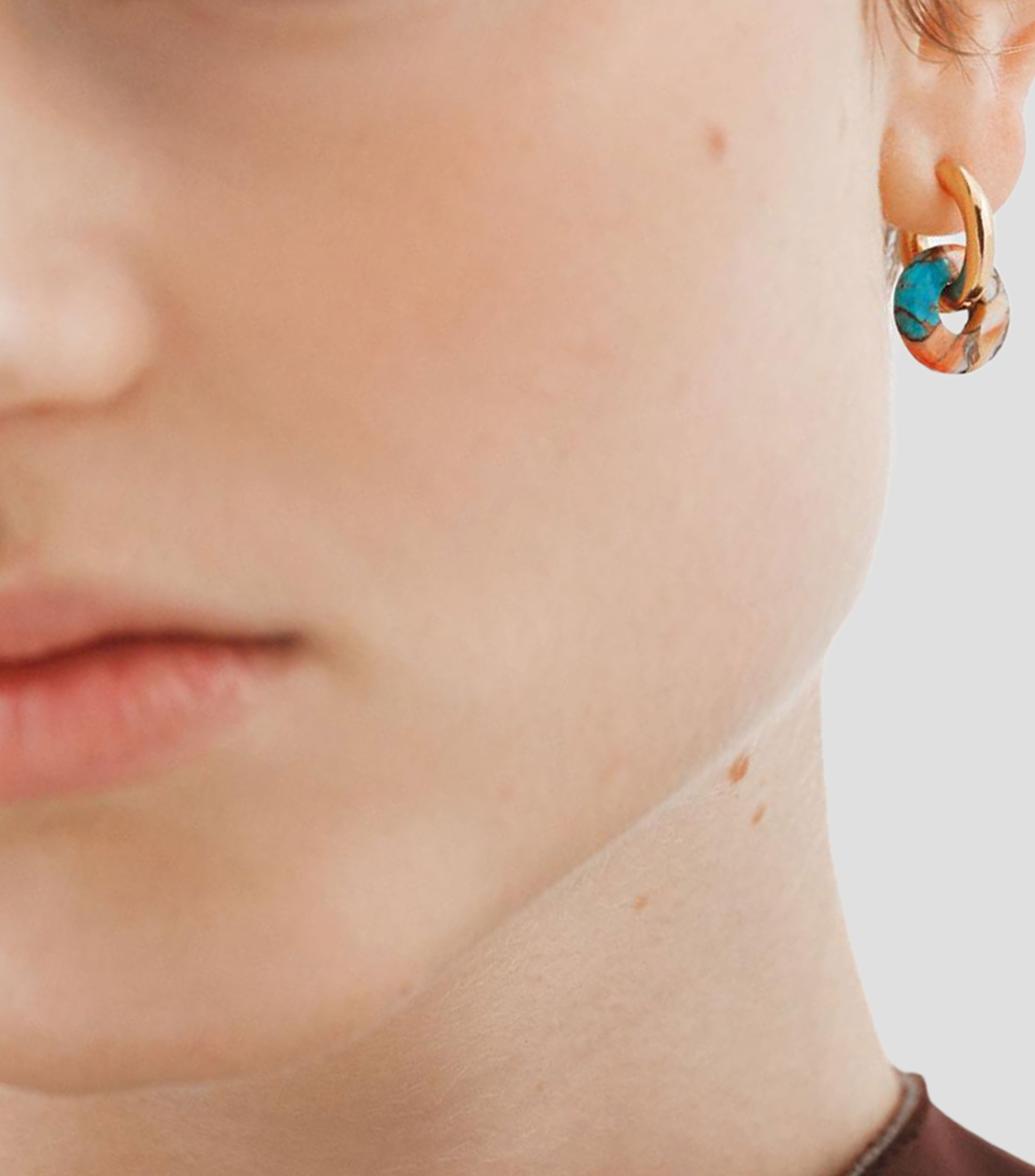 Pendientes de aro mediano en plata .925 con turquesa multicolor Minn Mujer