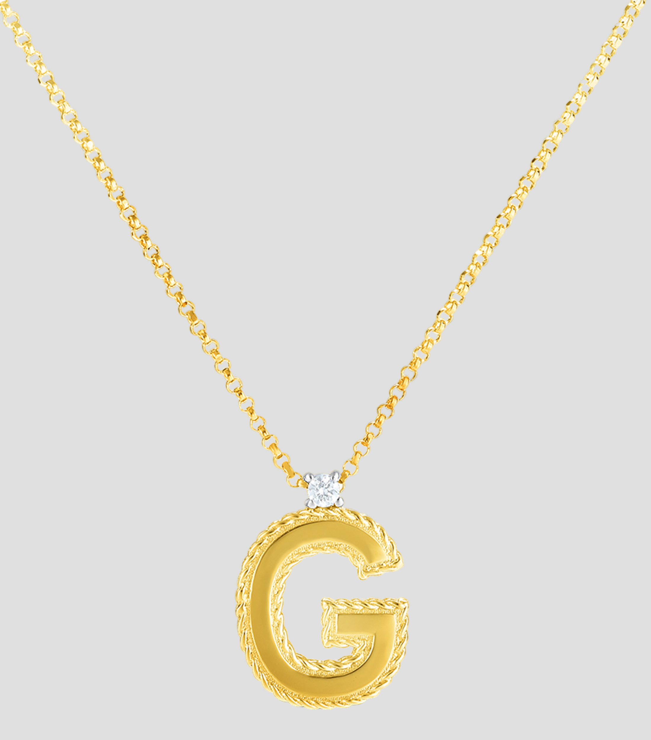 Colgante en Oro 18 Kilates Letter quotGquot con Diamante Mujer