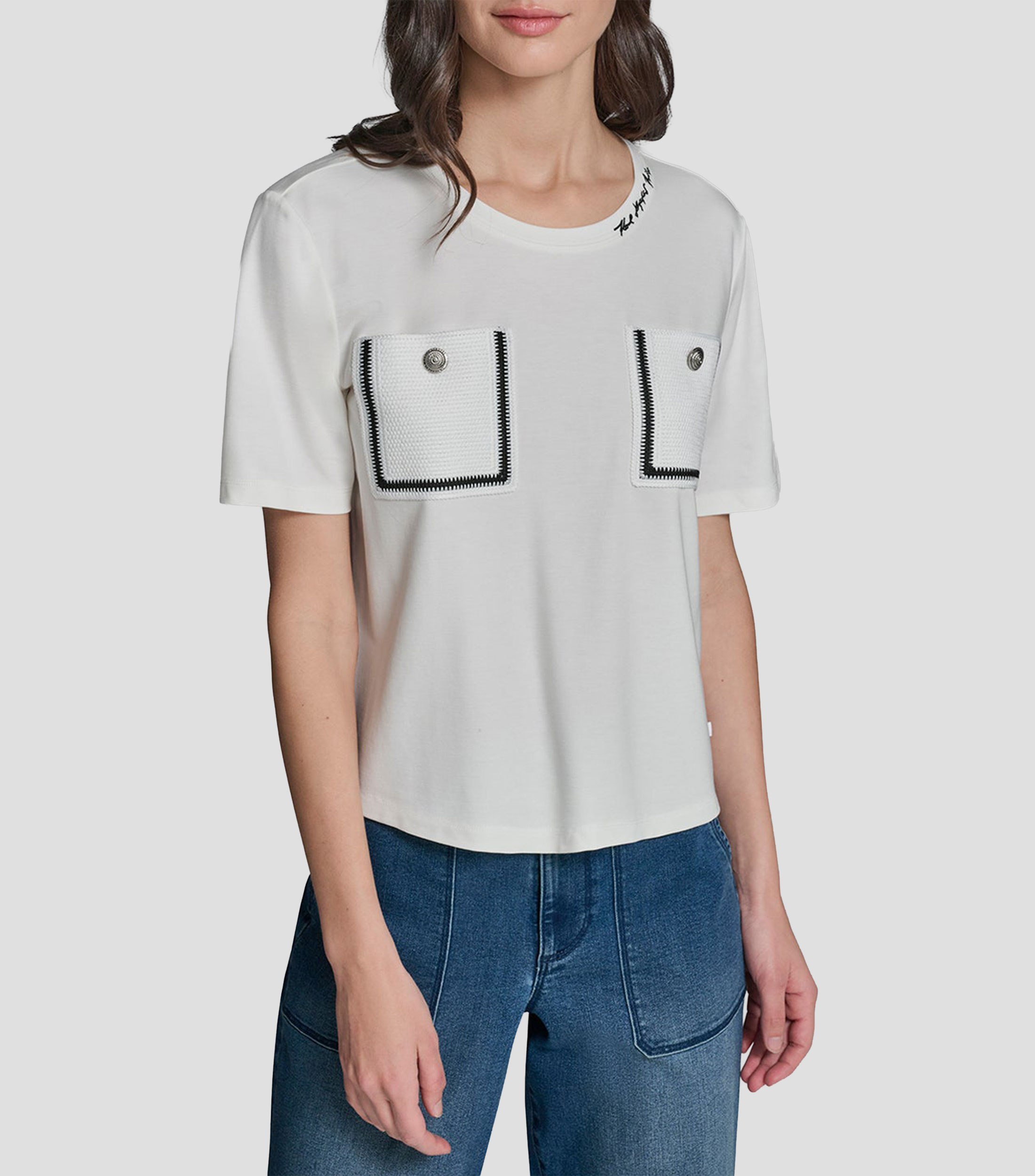 Blusa lisa manga corta Mujer