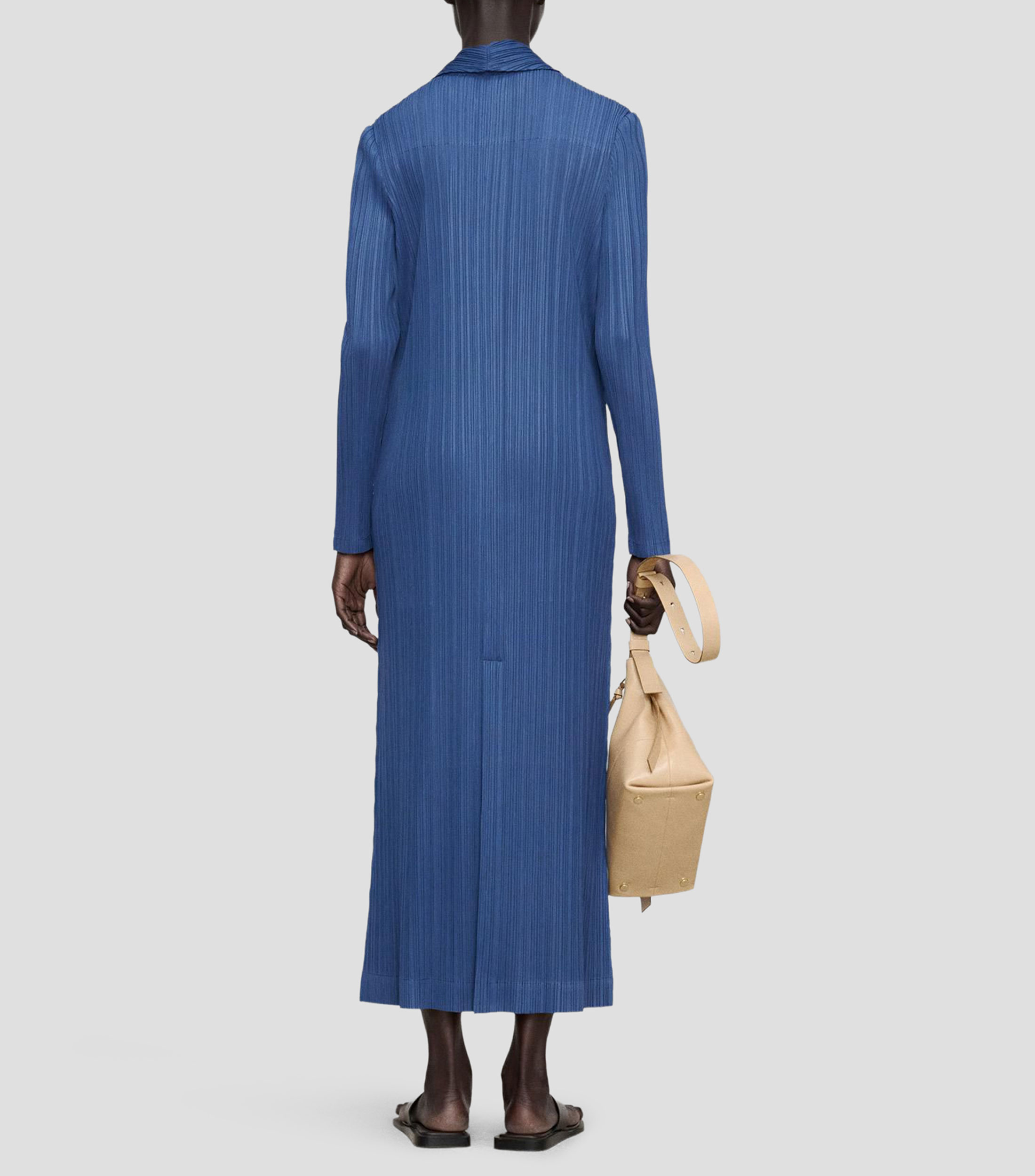 Vestido largo manga larga plisado Mujer