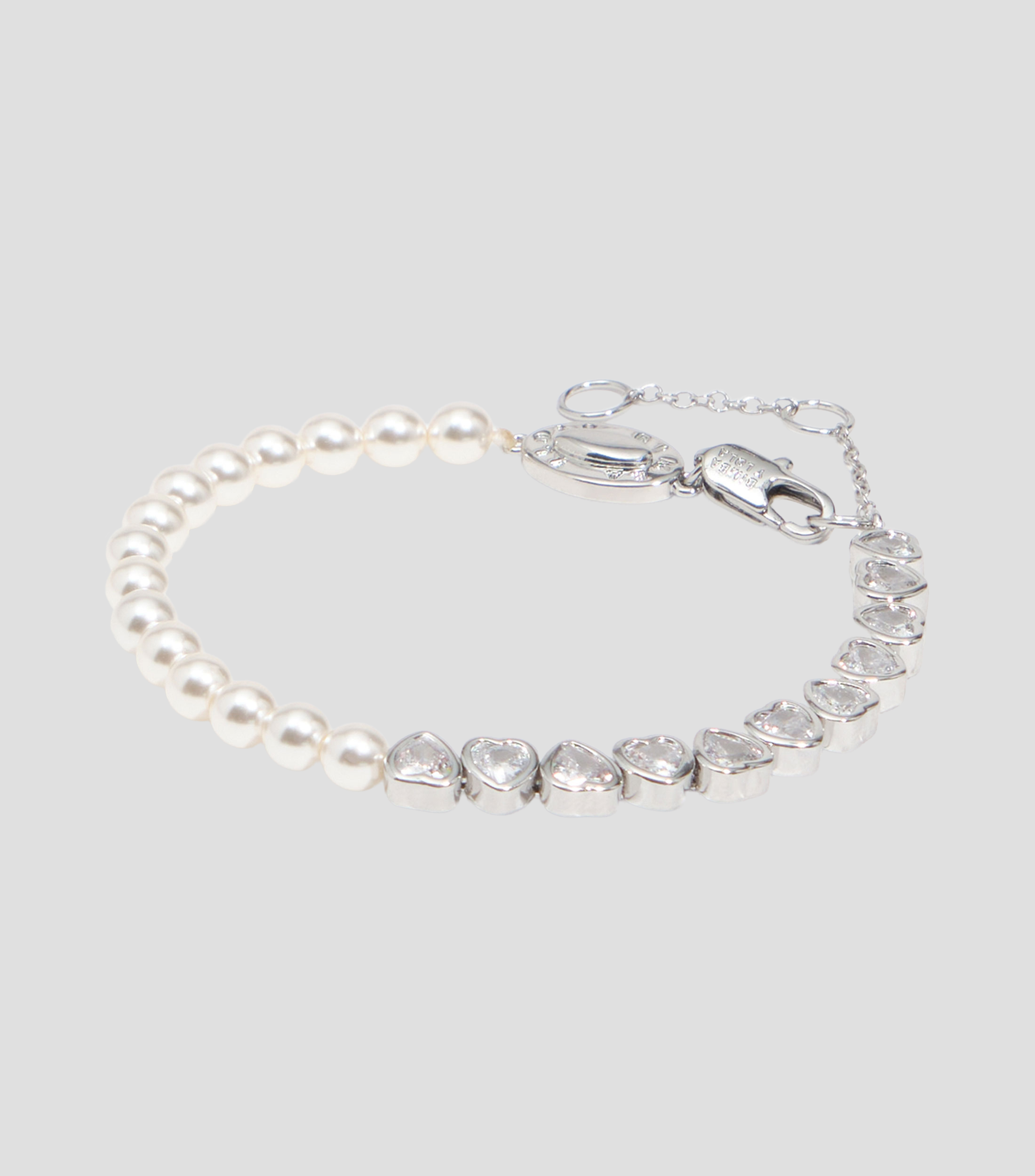 Pulsera con perlas y cristales de corazón Mujer