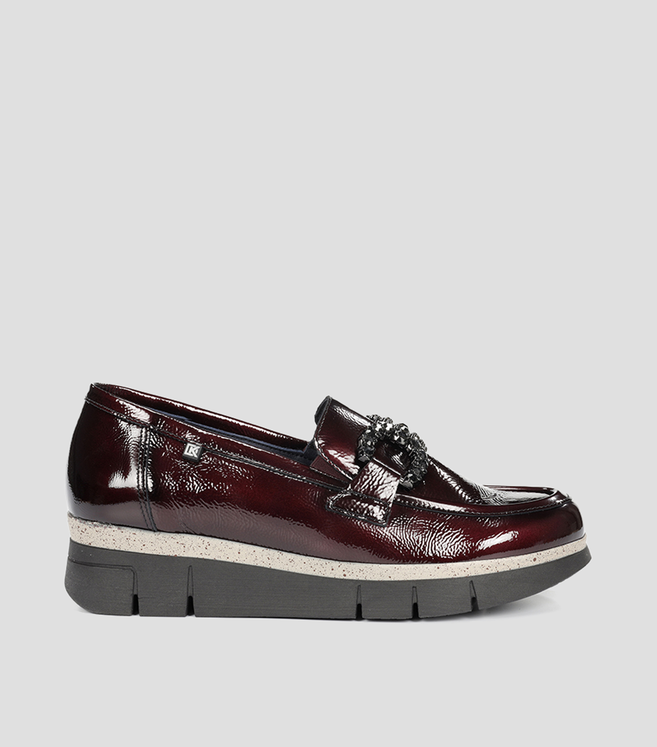 Mocasines India en piel con plataforma y brillantes Mujer