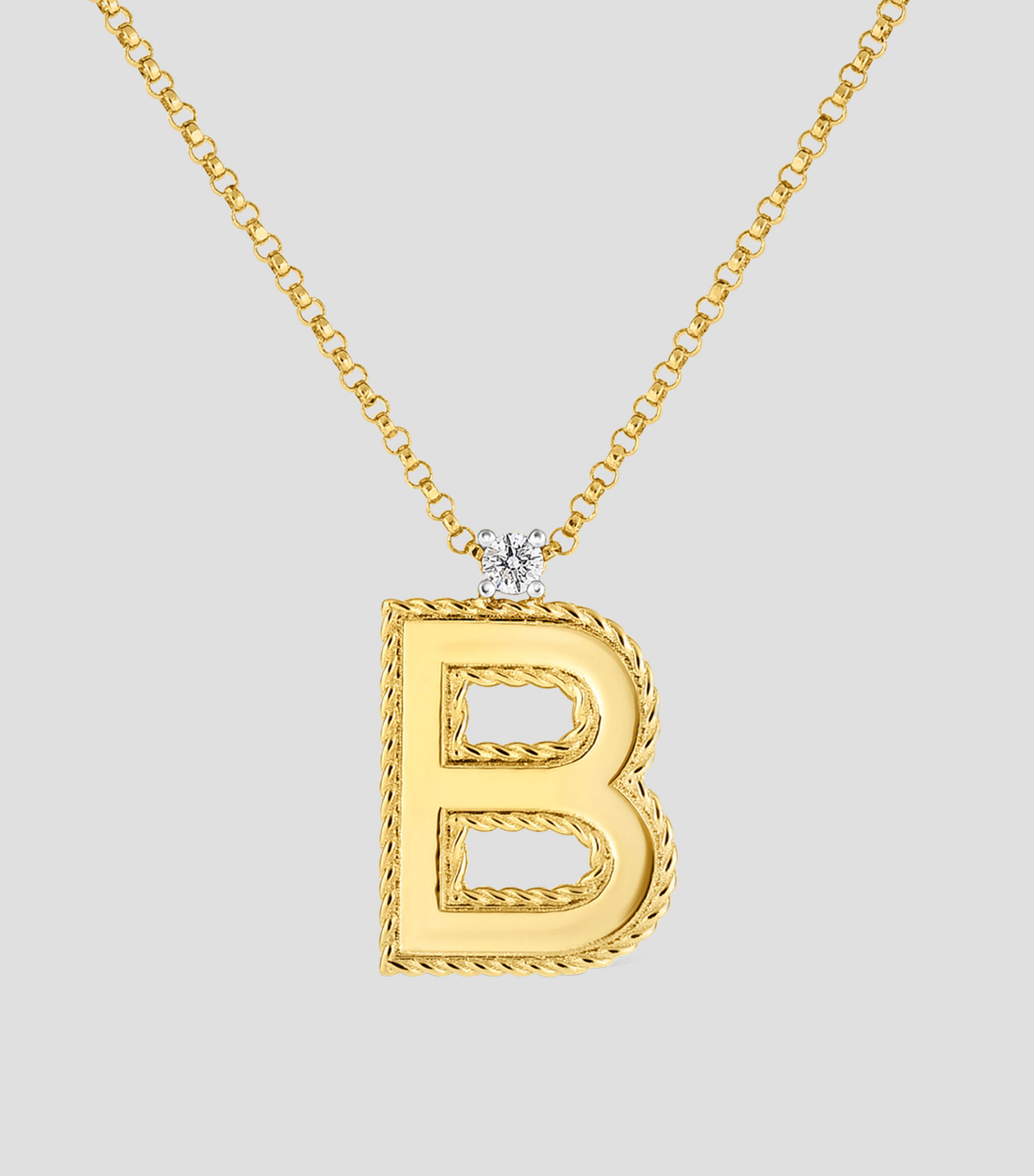 Collar letra quotBquot en oro amarillo de 18 Kilates Princess Mujer