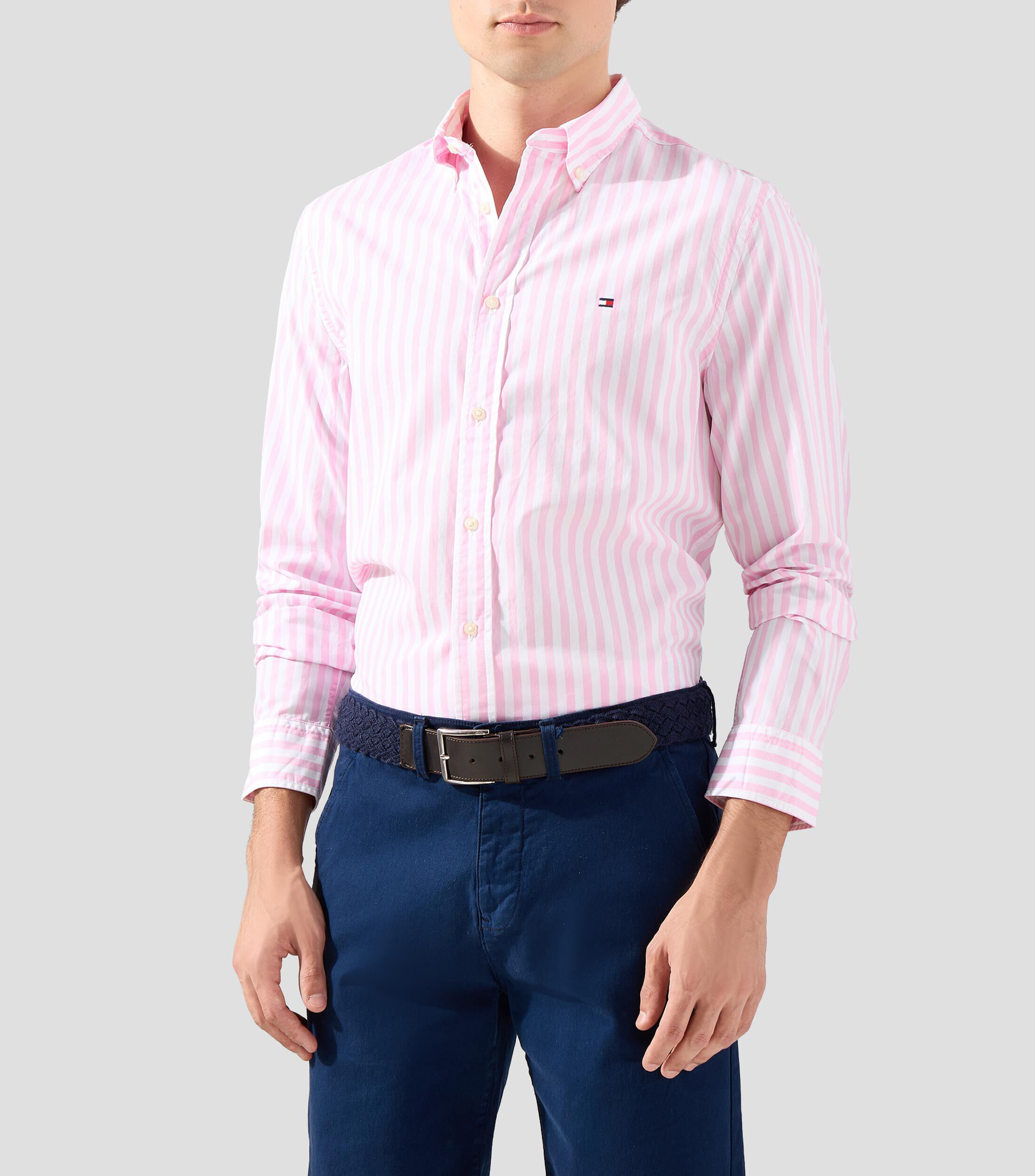 Camisa de rayas manga larga Hombre