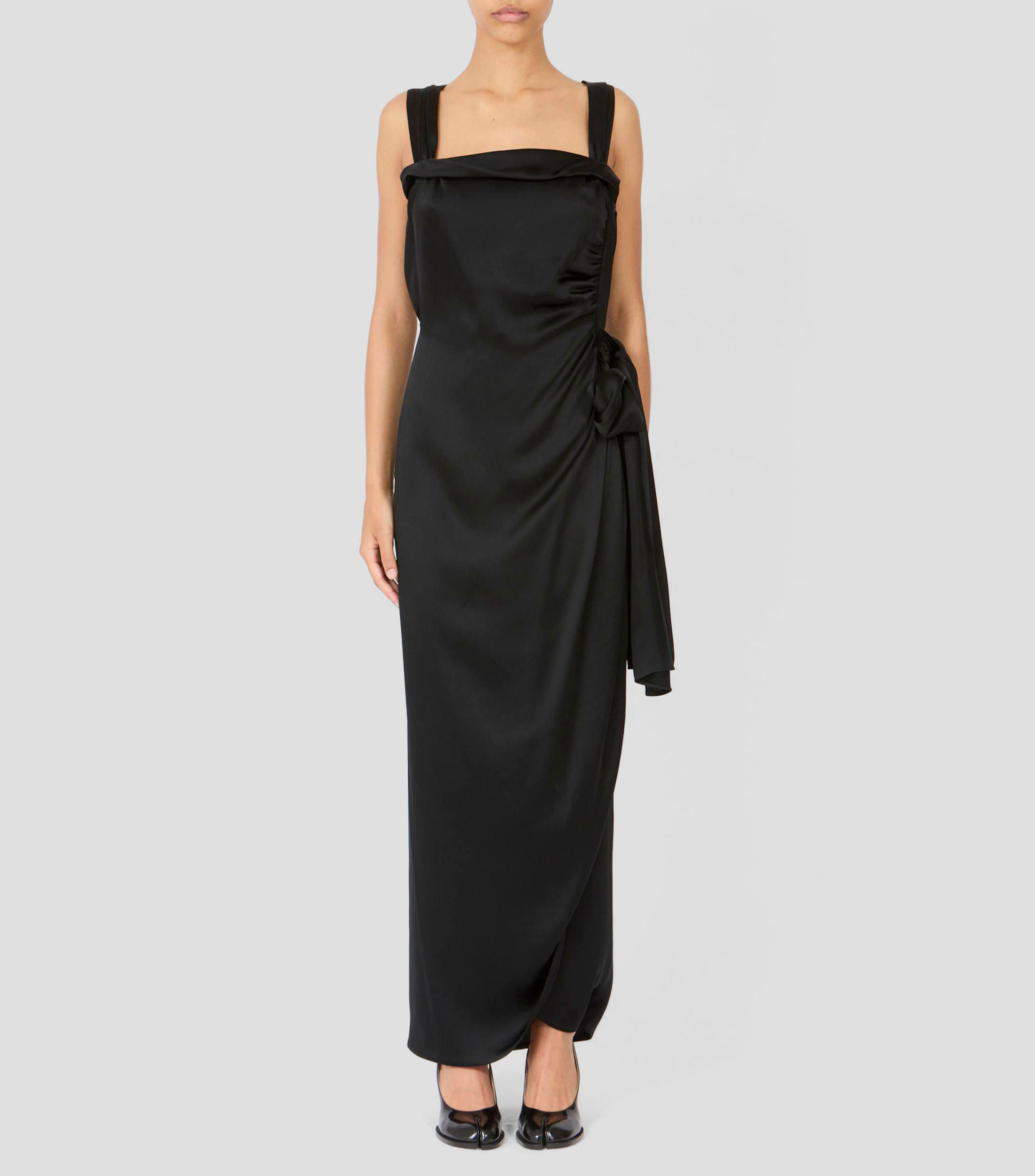 Vestido largo liso satinado Mujer