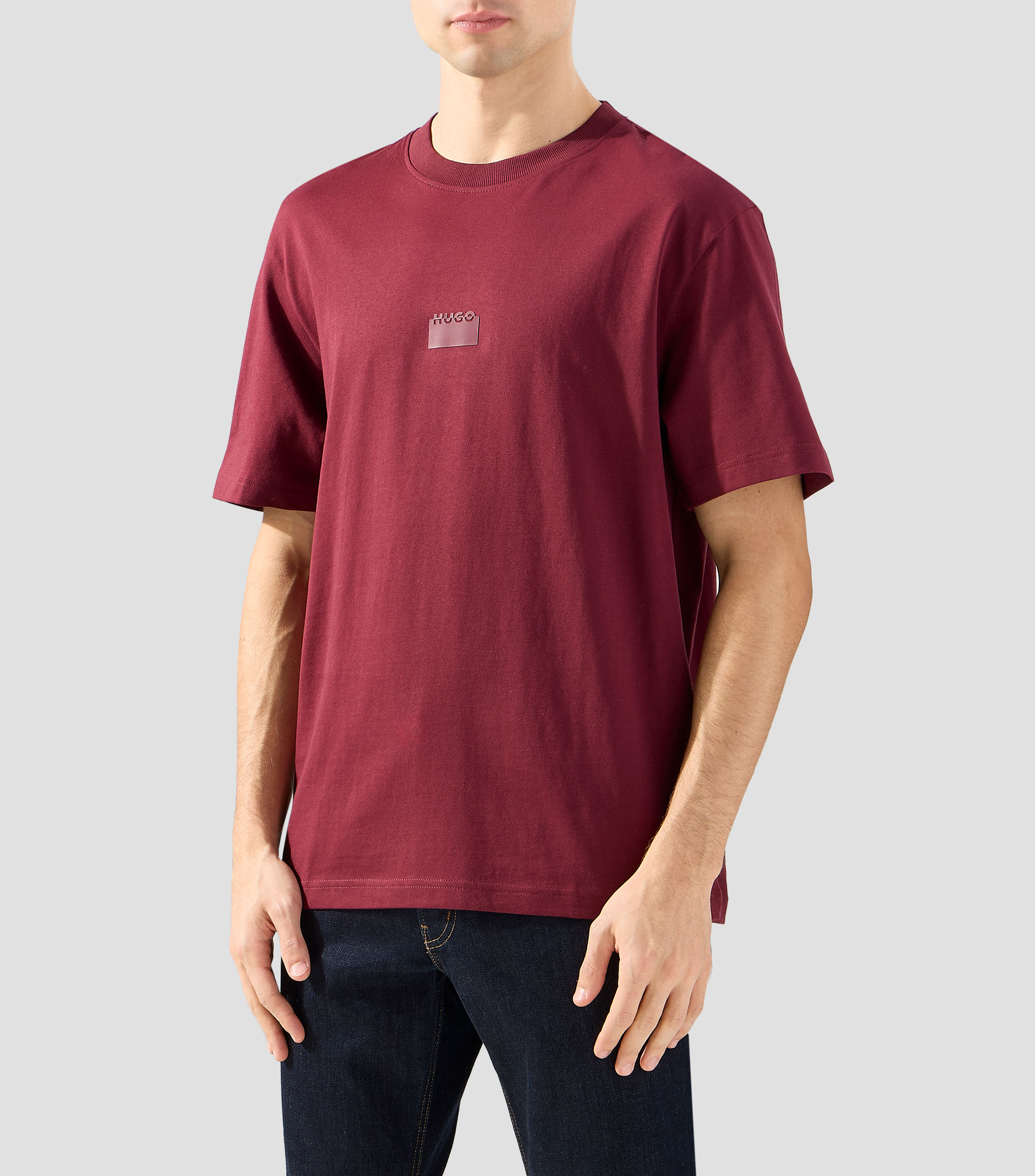Playera de punto de algodón con logotipos partidos Hombre
