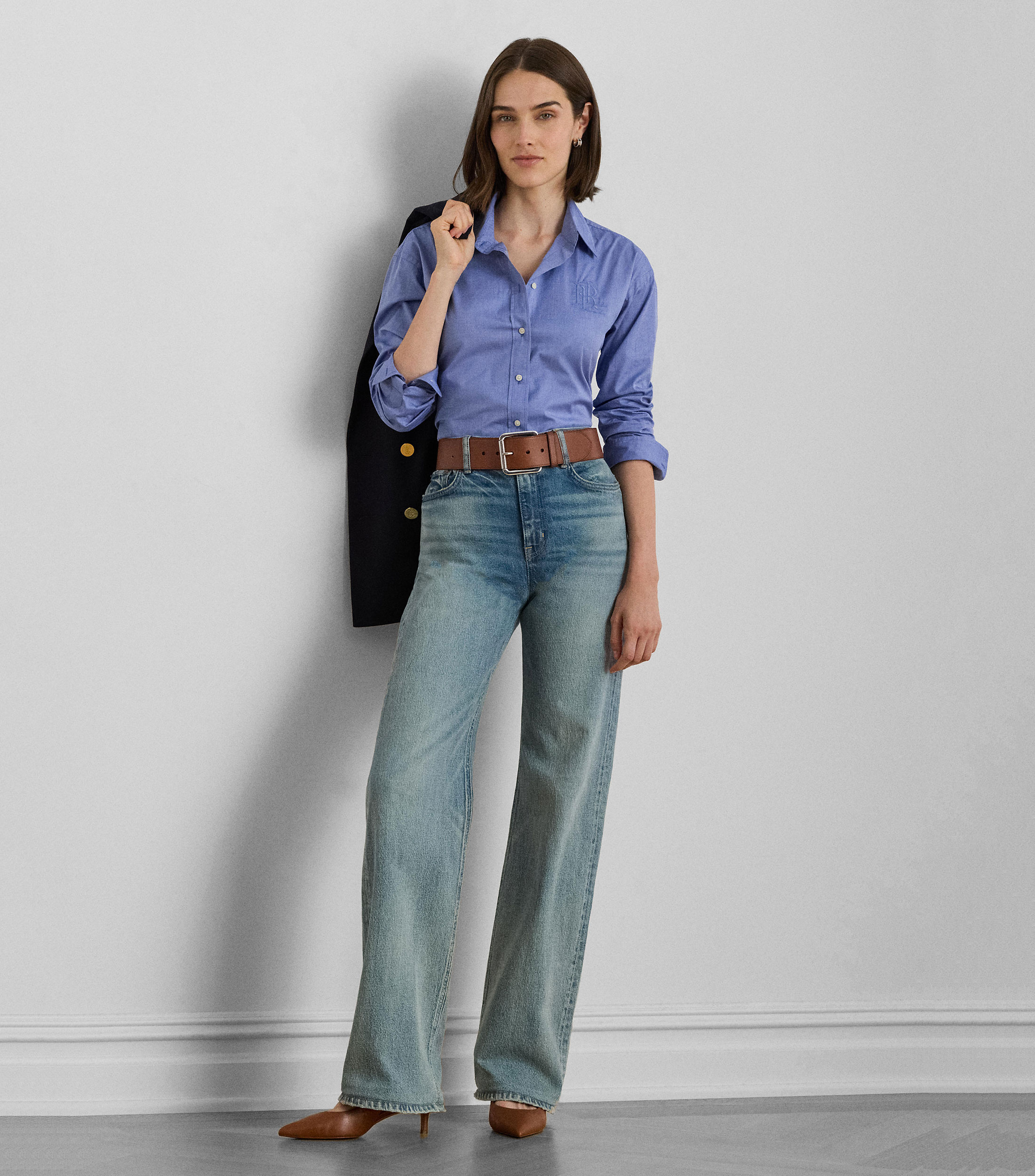Camisa lisa manga larga Mujer