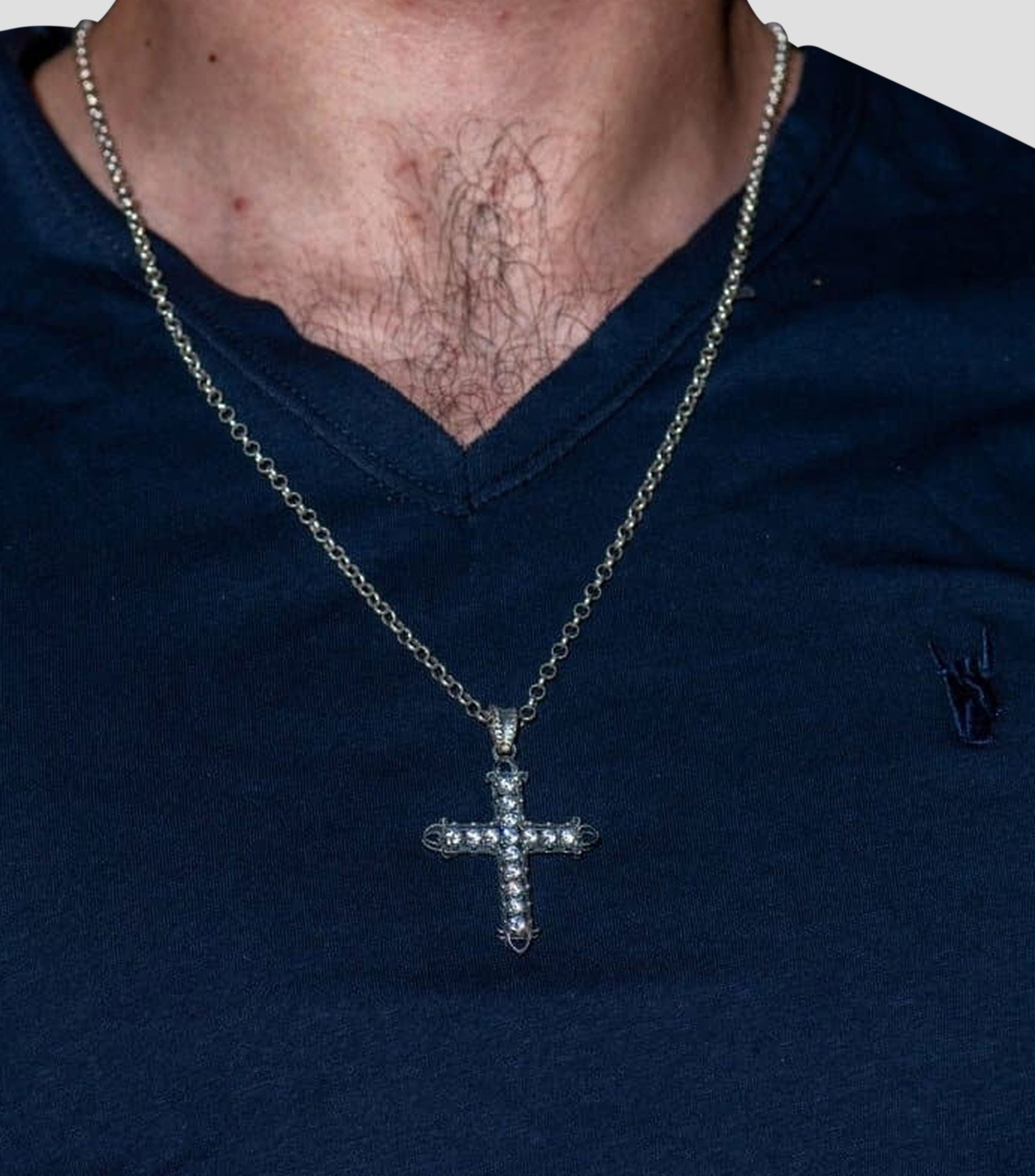 Dije de cruz en Plata .925 Heart Cross con zirconia Unisex