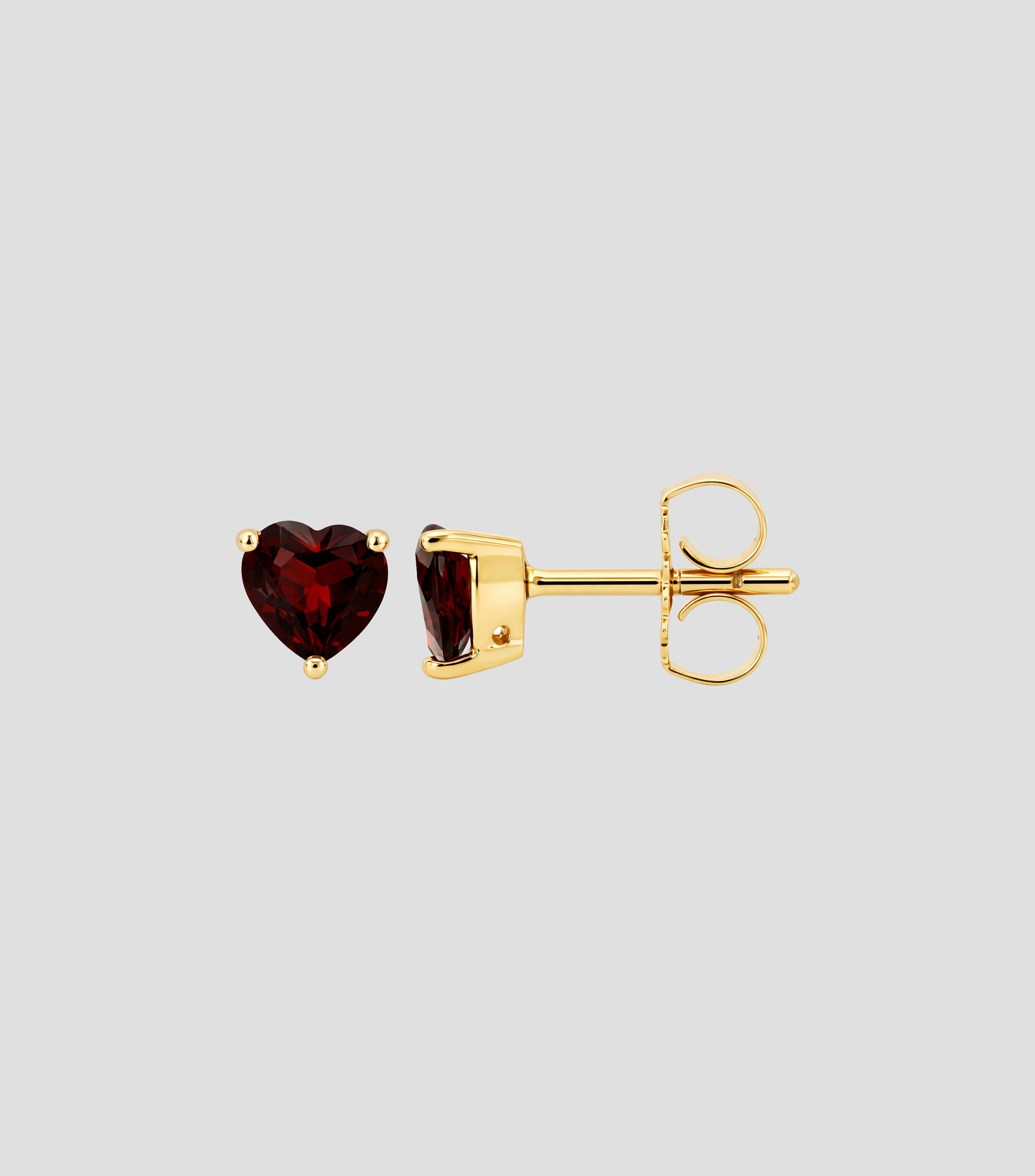 Aretes en Oro amarillo de 14 Kilates corazón con granate Mujer