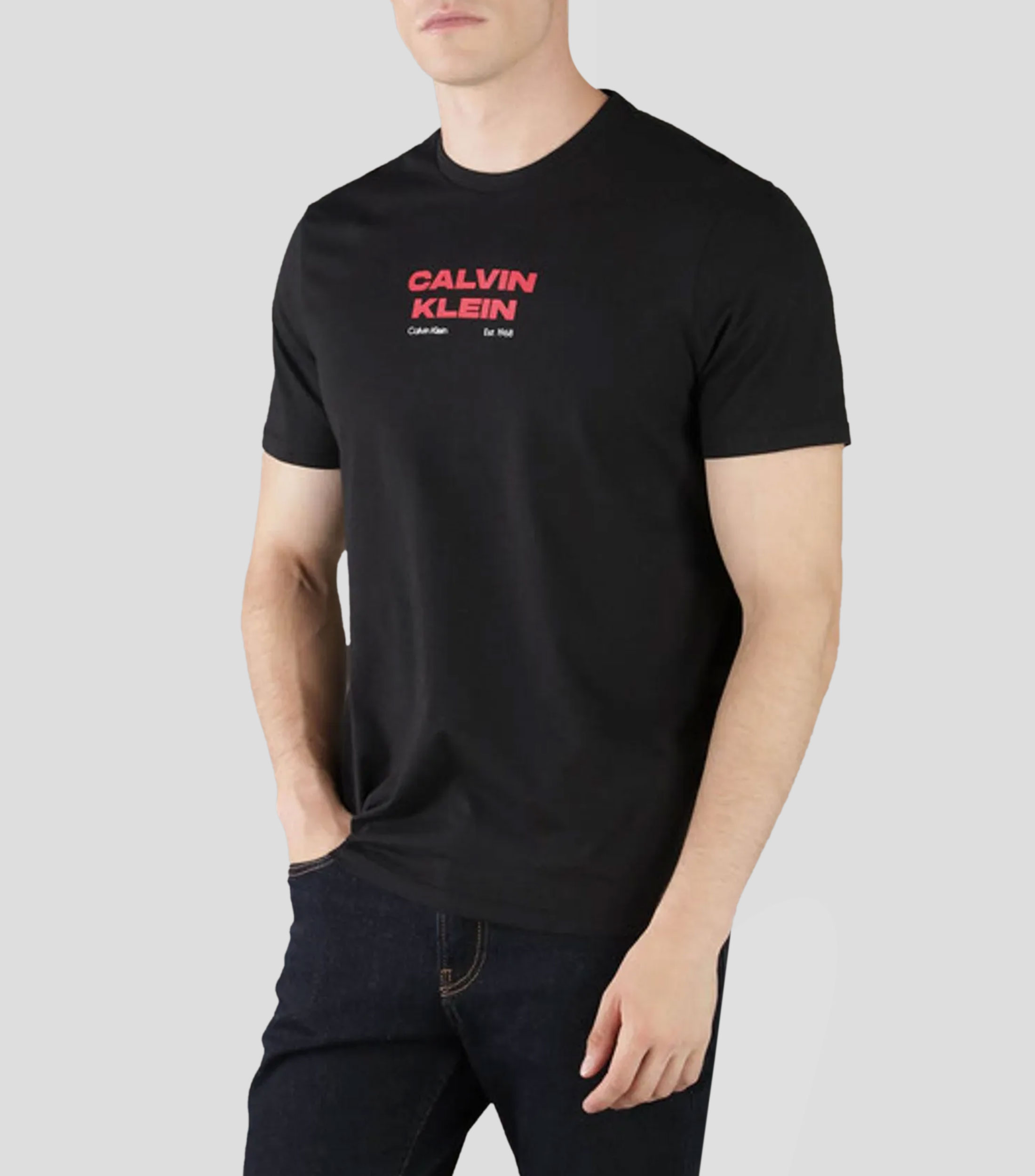 Playera cuello redondo manga corta con estampado Hombre