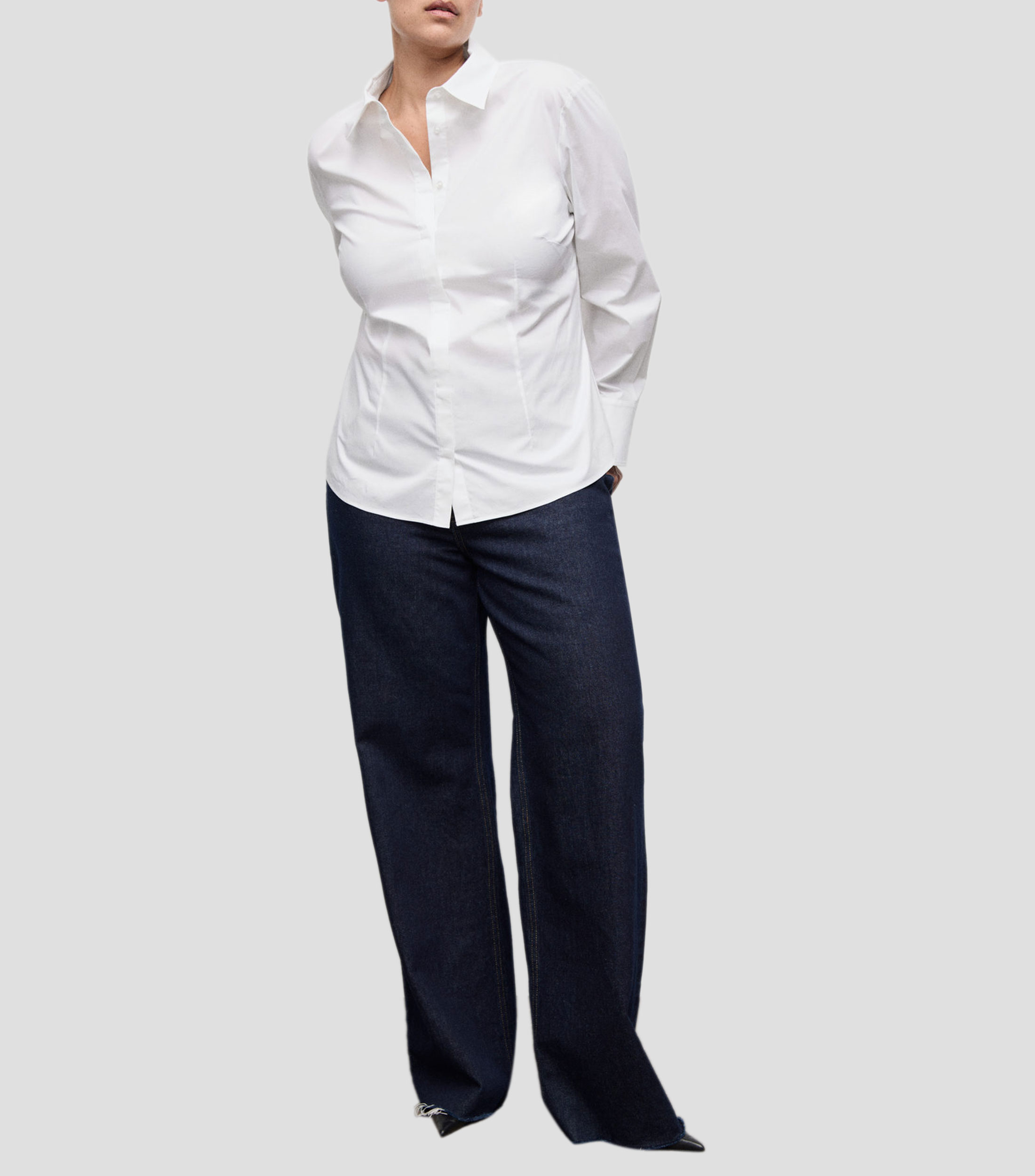 Camisa lisa manga larga Mujer