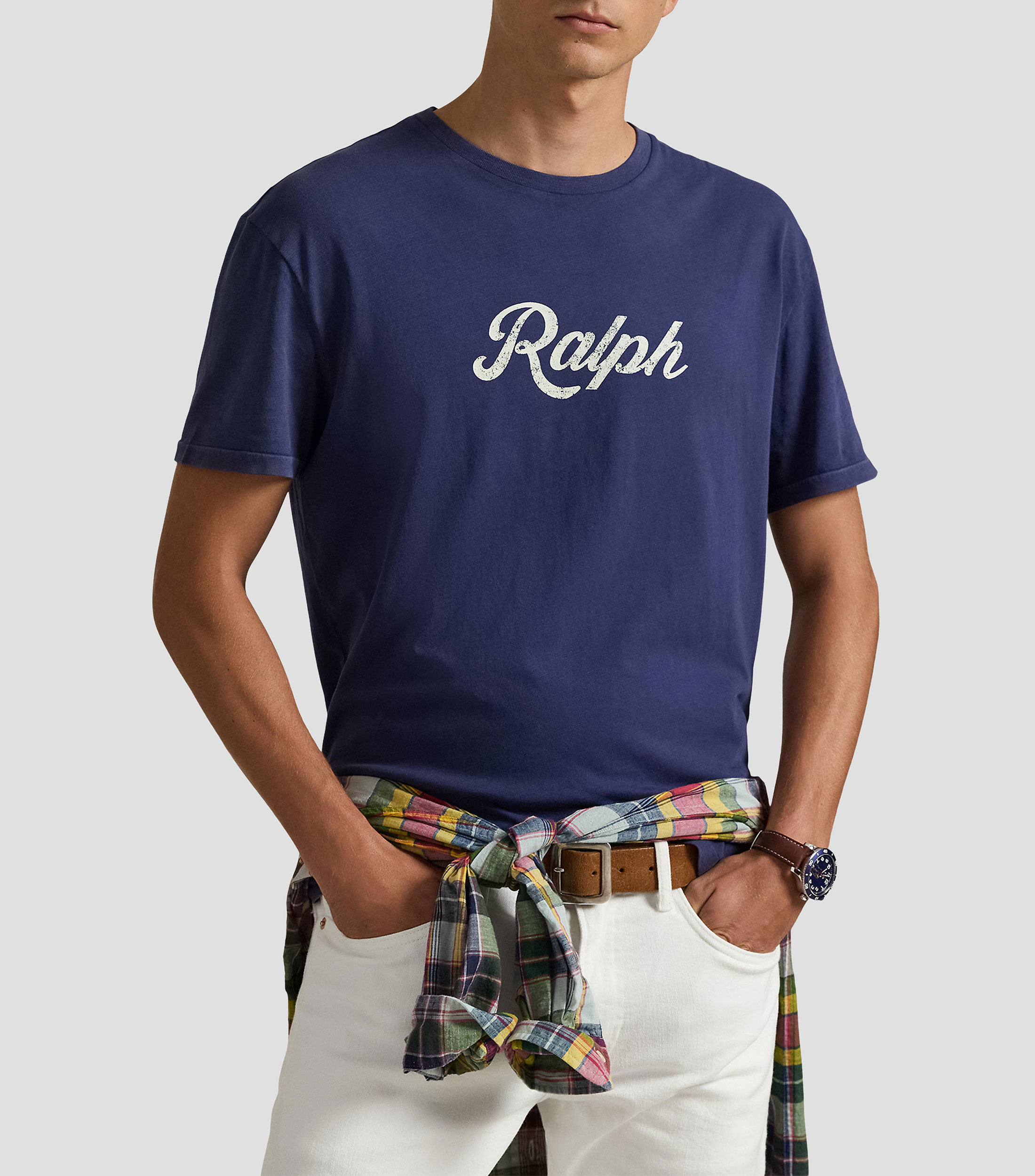 Playera cuello redondo manga corta estampada Hombre