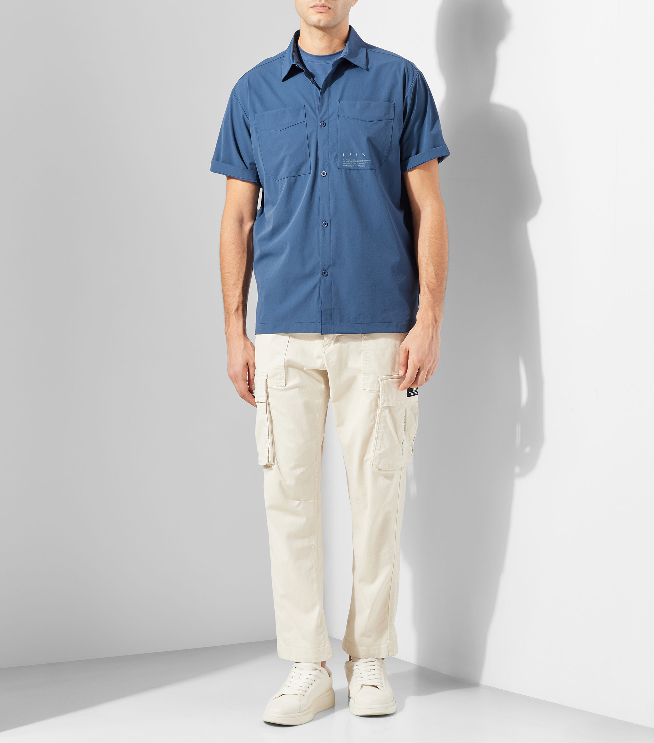 Camisa lisa manga corta Hombre