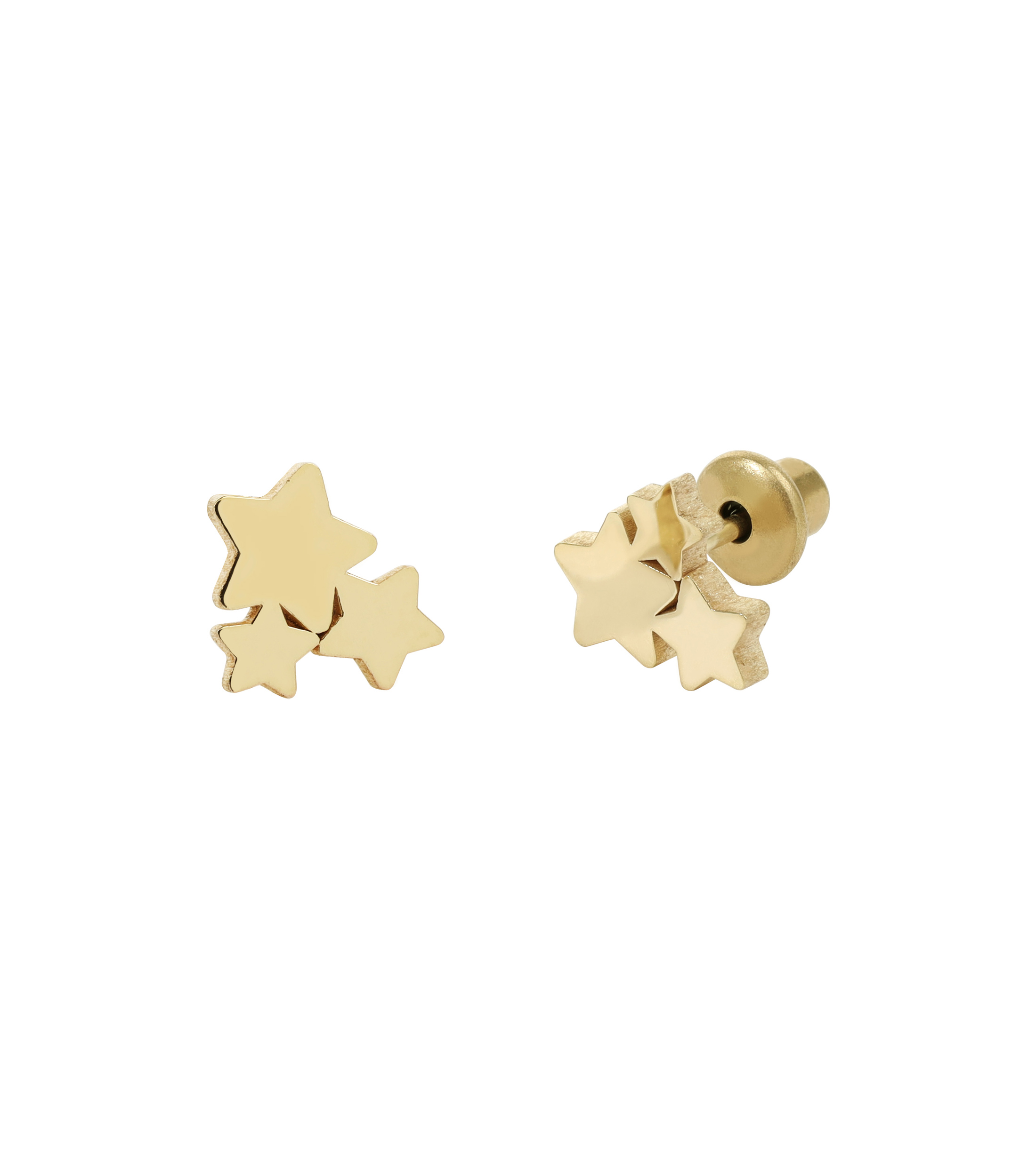 Broqueles en Oro de 14 Kilates Nature 3 Estrellas Niña