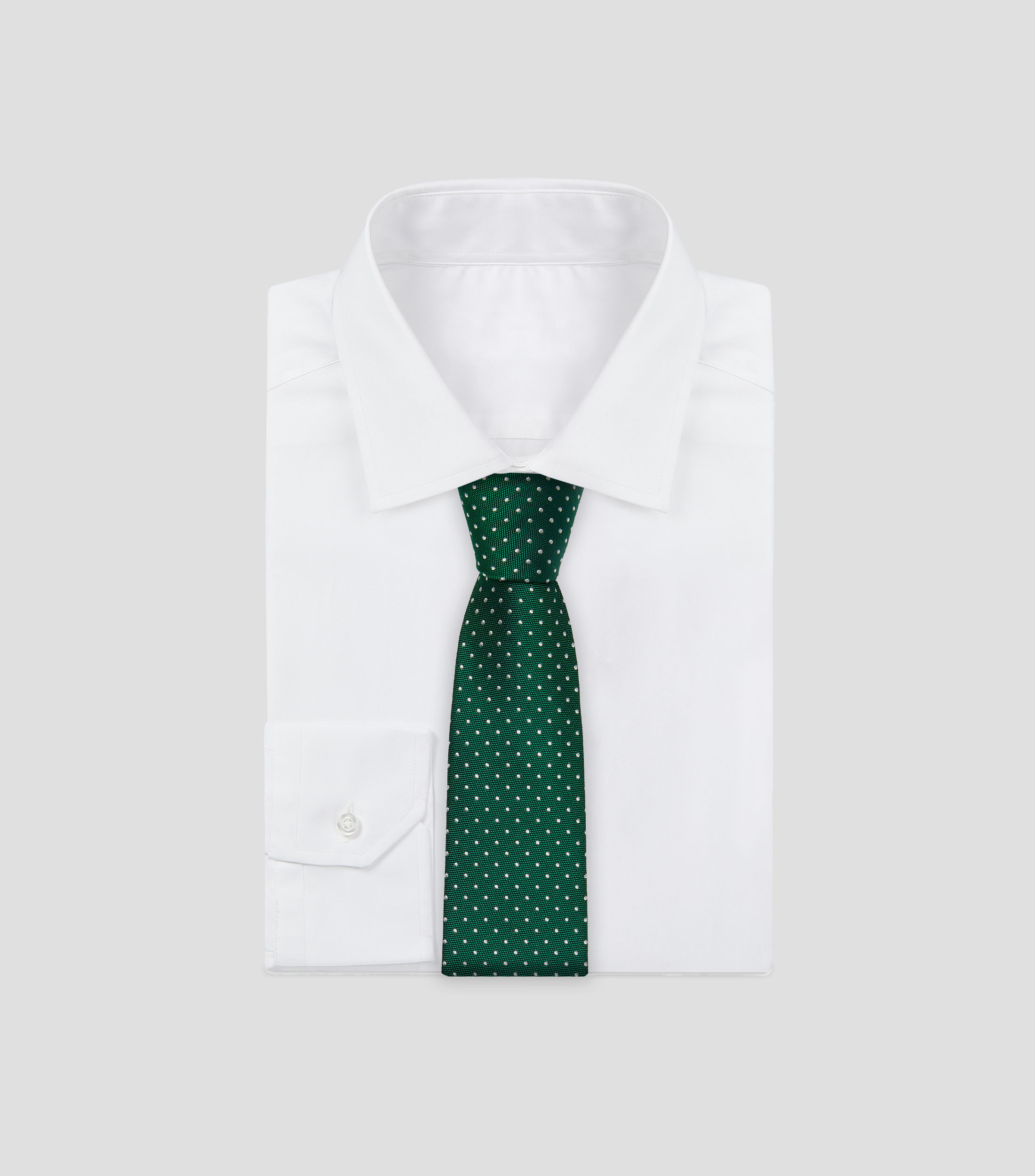 Corbata ancha en seda verde medio con polkadots Brera