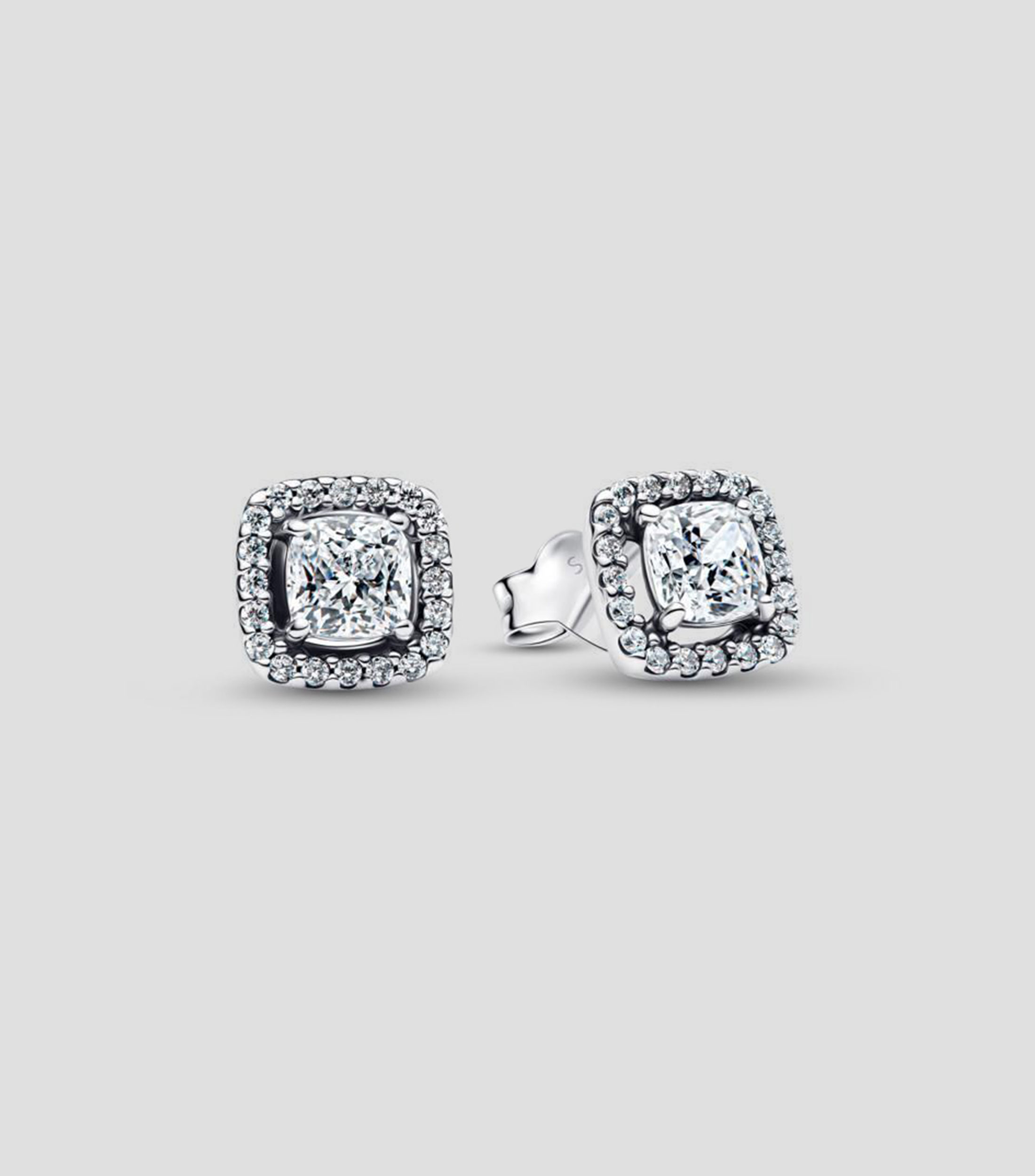 Aretes en plata esterlina botón cuadrado Mujer